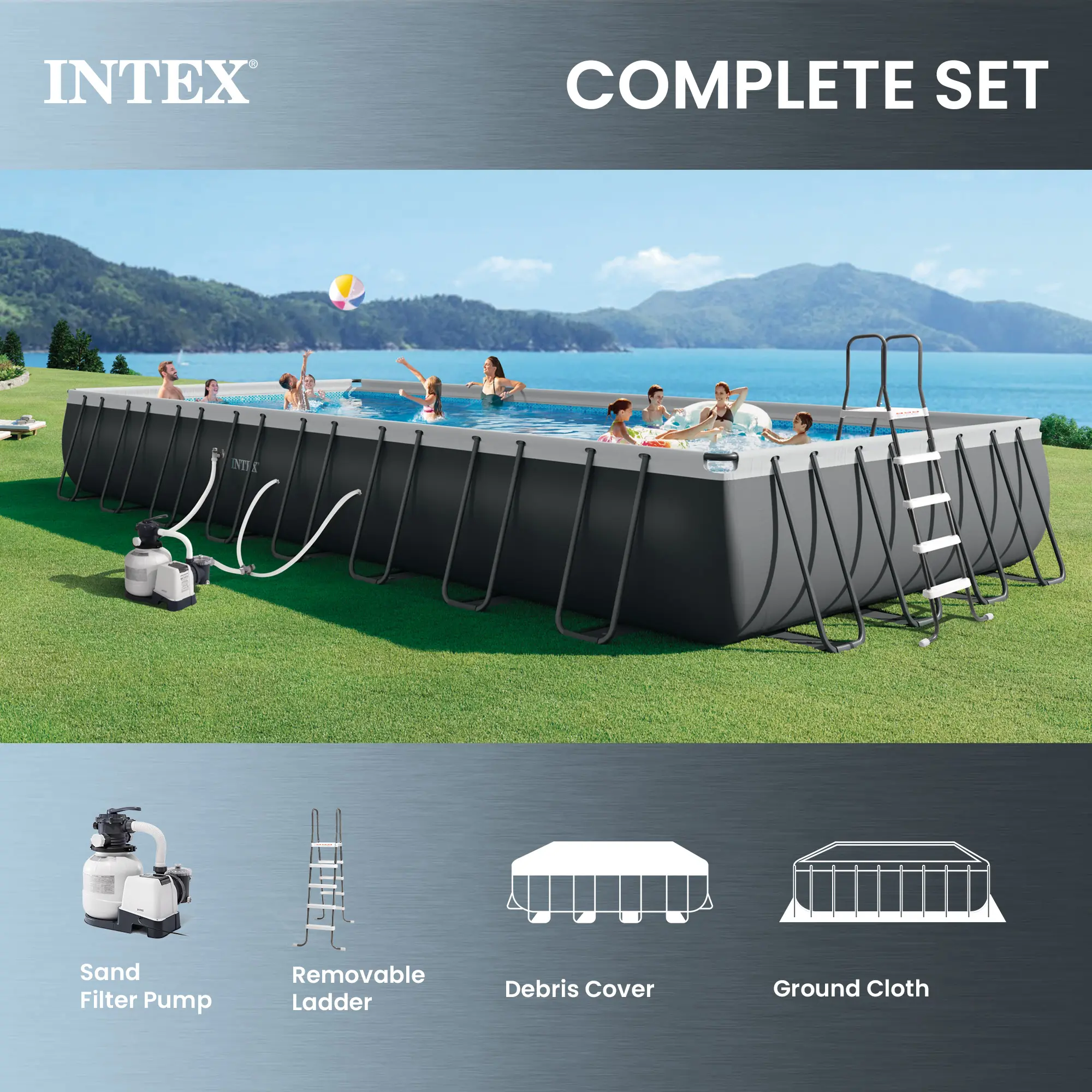  32ft x 16ft x 52in Ultra XTR Rectangular Pool , Floats (2 Pack), & Cooler