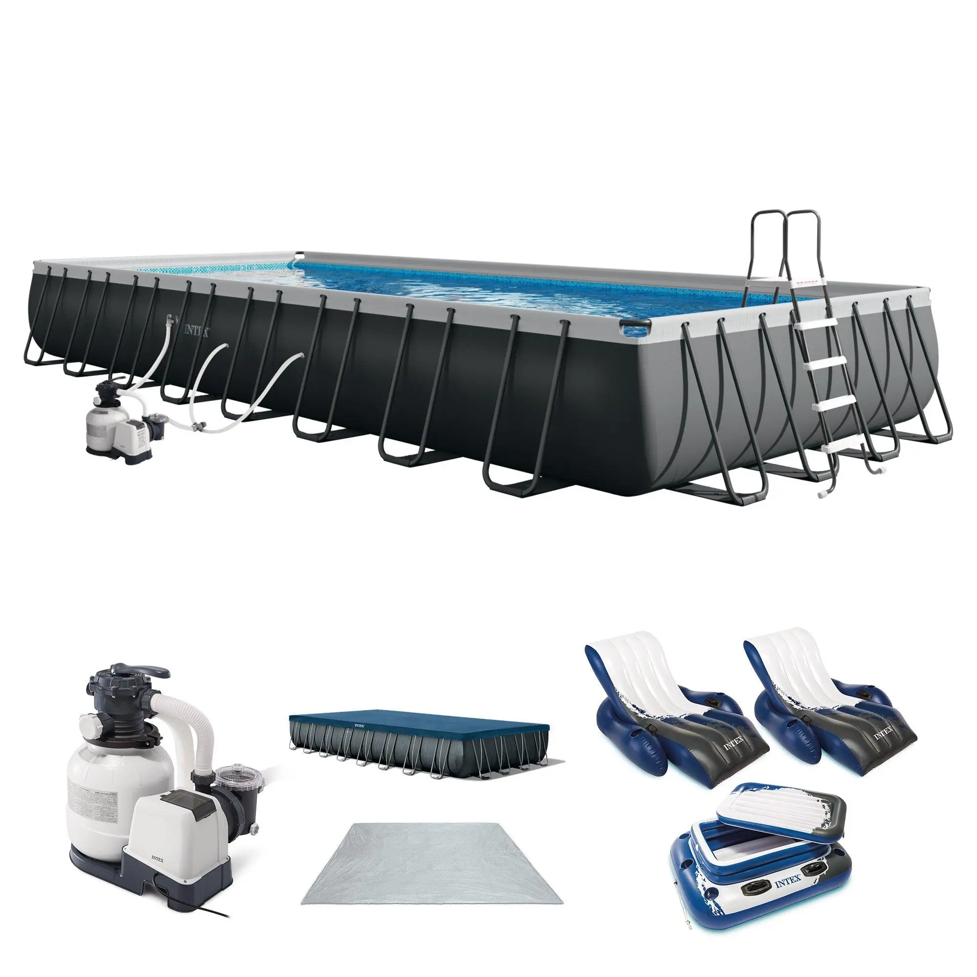  32ft x 16ft x 52in Ultra XTR Rectangular Pool , Floats (2 Pack), & Cooler