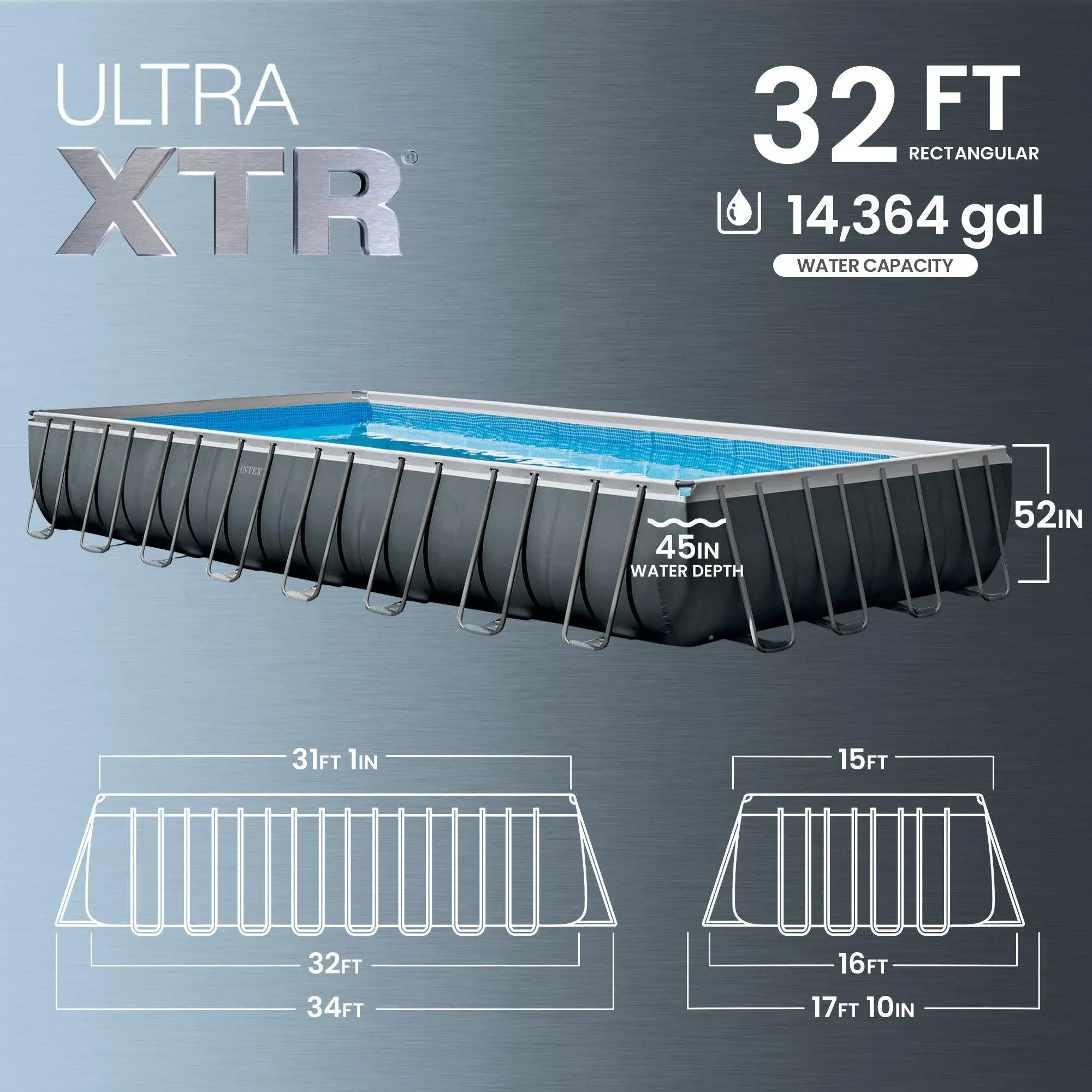  32ft x 16ft x 52in Ultra XTR Rectangular Pool , Floats (2 Pack), & Cooler