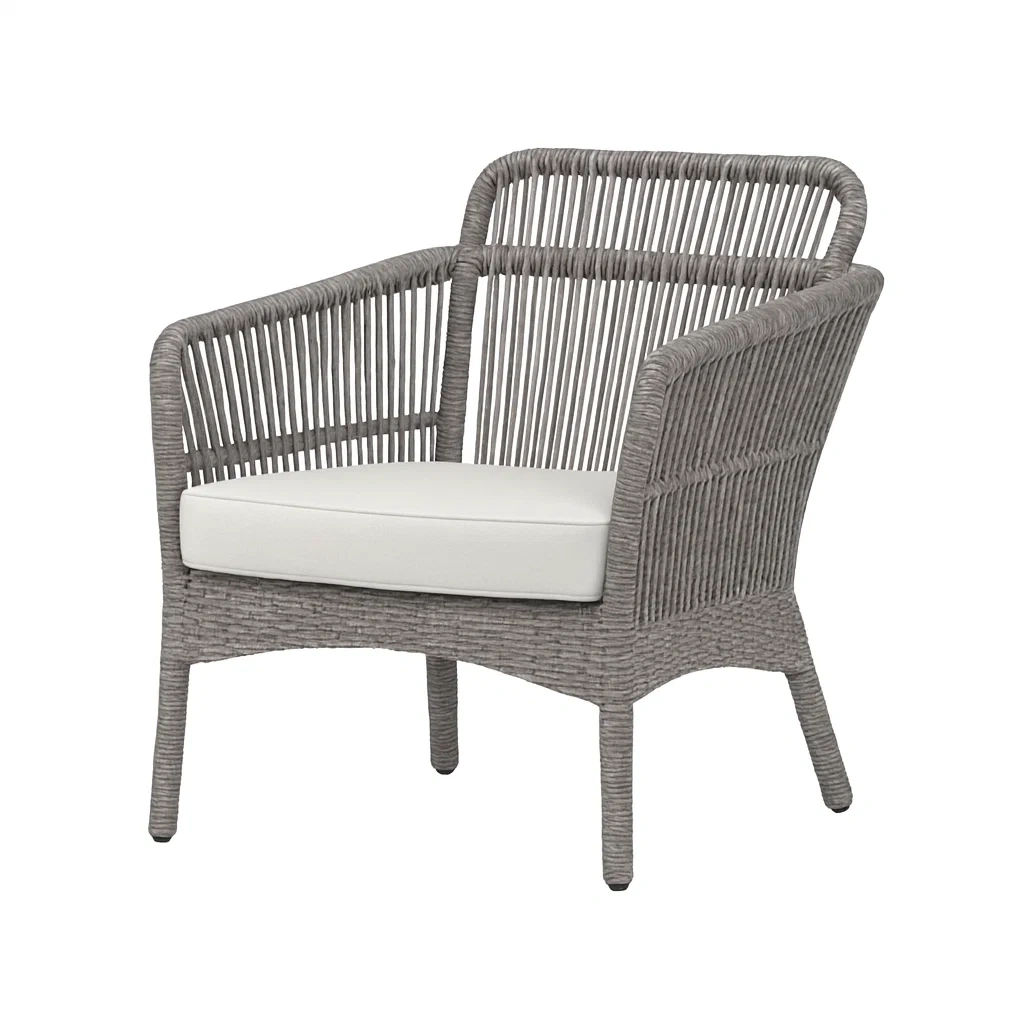 Fotel ogrodowy z technorattanu z poduszką szary 80cm x 70cm x 75cm-Furniivora