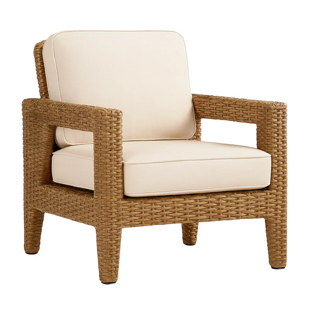 Fotel z rattanu PE z poduszkami 75x80x90 cm-Furniivora