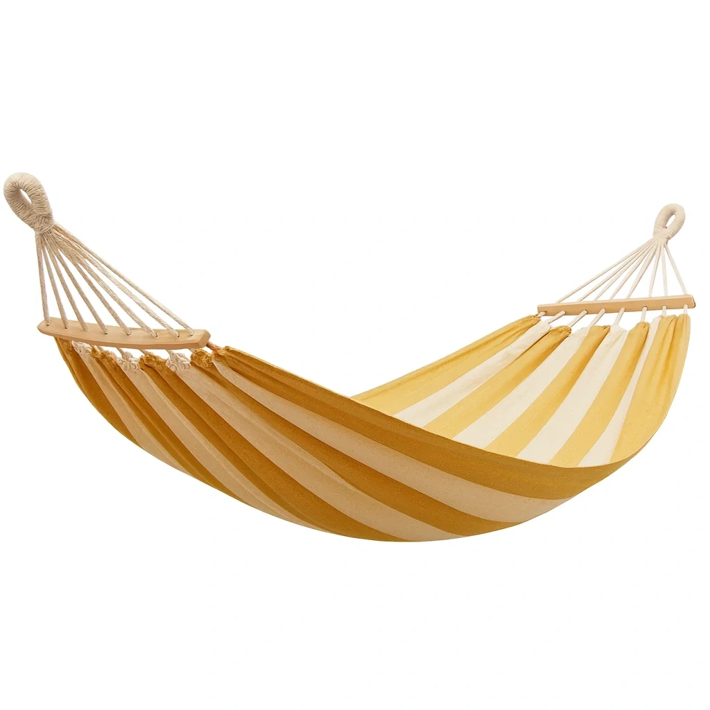 Hamak bawełniany żółto-biały 200x120 cm-Furniivora