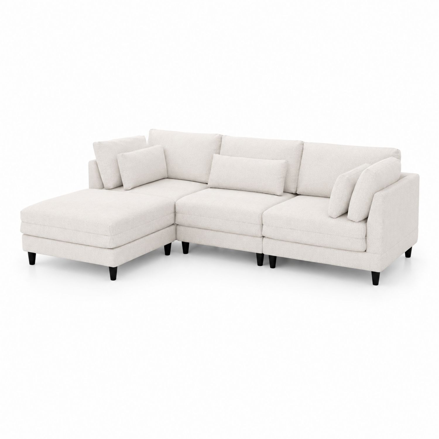 Ecksofa L-Form Polyester Beige