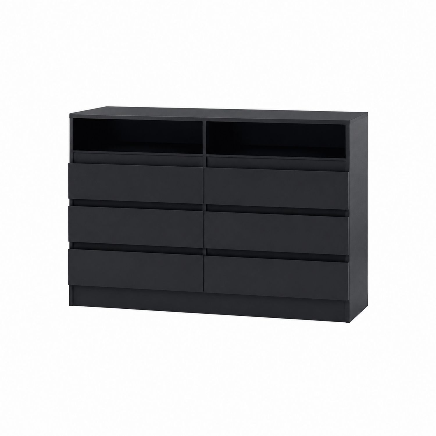 Schwarze MDF Kommode mit 8 Schubladen 120x40x90 cm