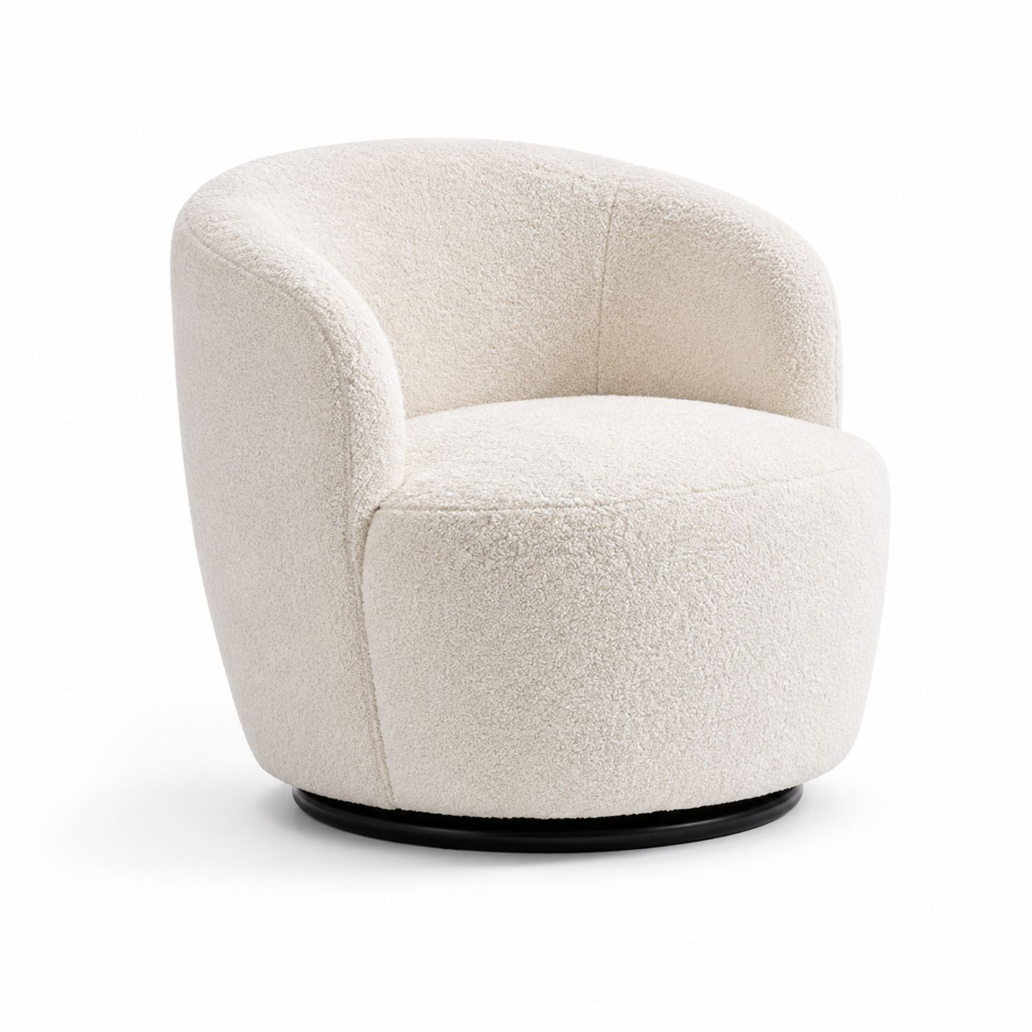 Drehsessel Bouclé Stoff Cremeweiß