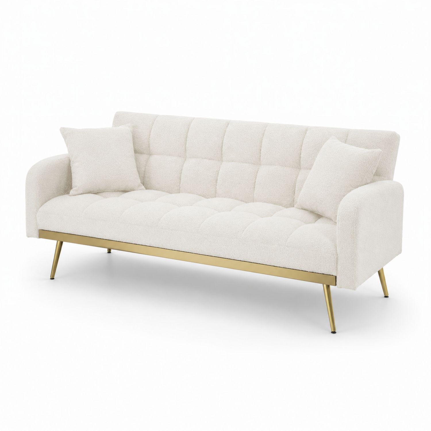 3-Sitzer Sofa Bouclé Creme mit Metallbeinen