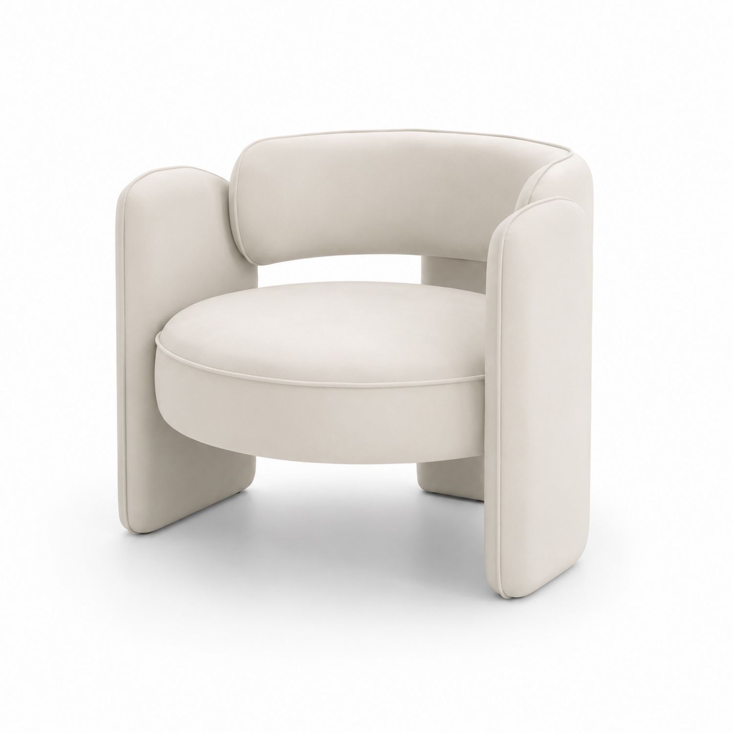 Runder Mikrofaserstuhl, Creme, Ø 70 cm