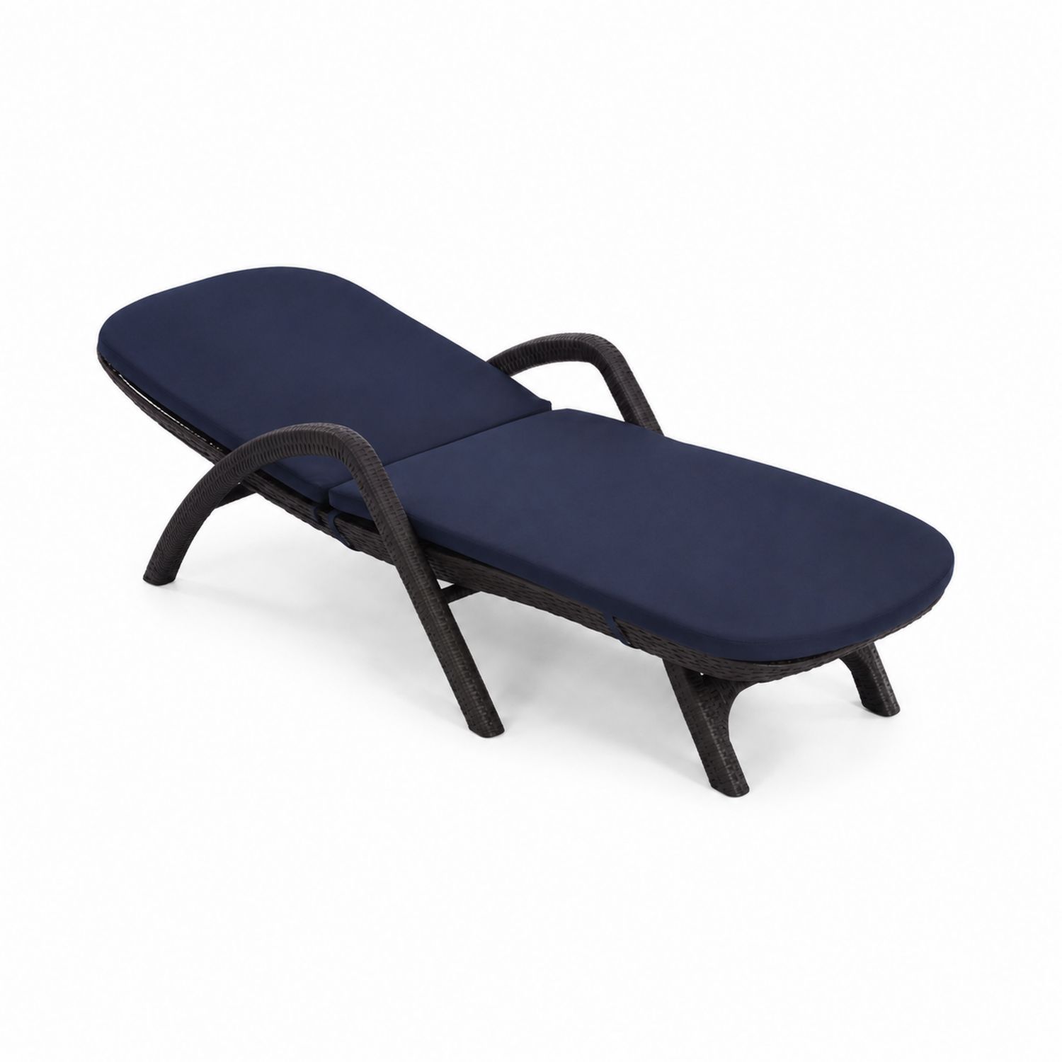 Gartenliege Polyrattan Dunkelblau Schwarz