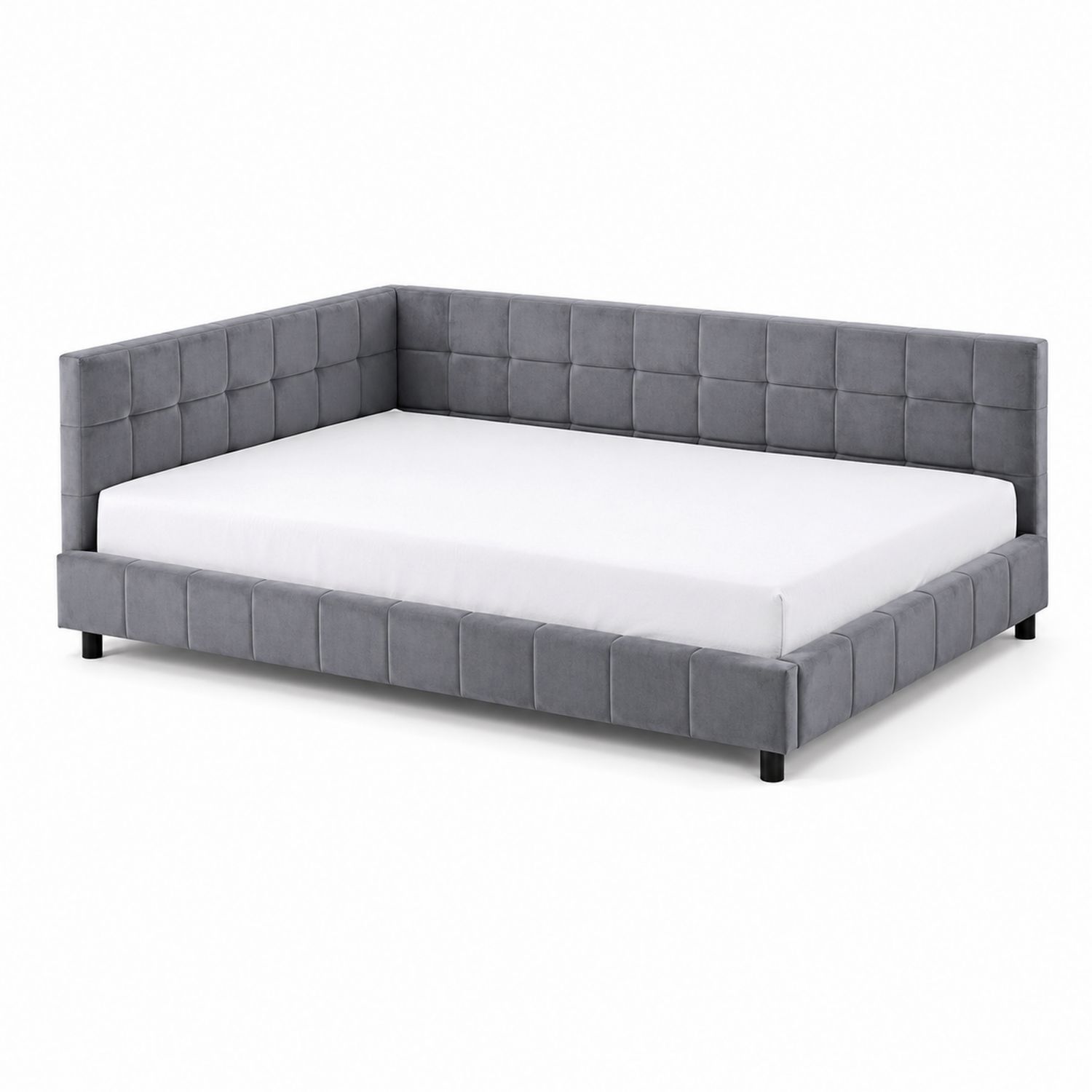 Eckbett Grau Samt 210x130x80 cm