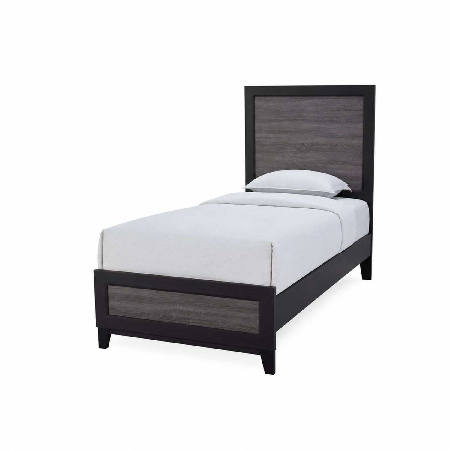 Einzelbett Holzrahmen Schwarz/Grau