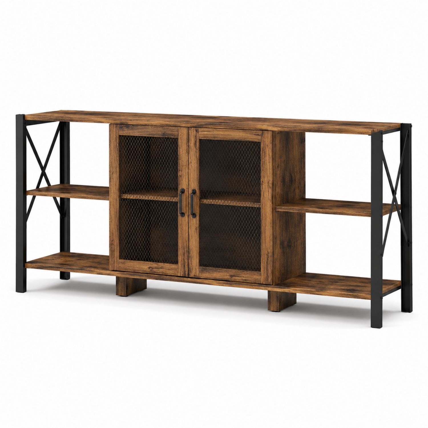 Fernsehschrank aus Holz mit Metallgestell