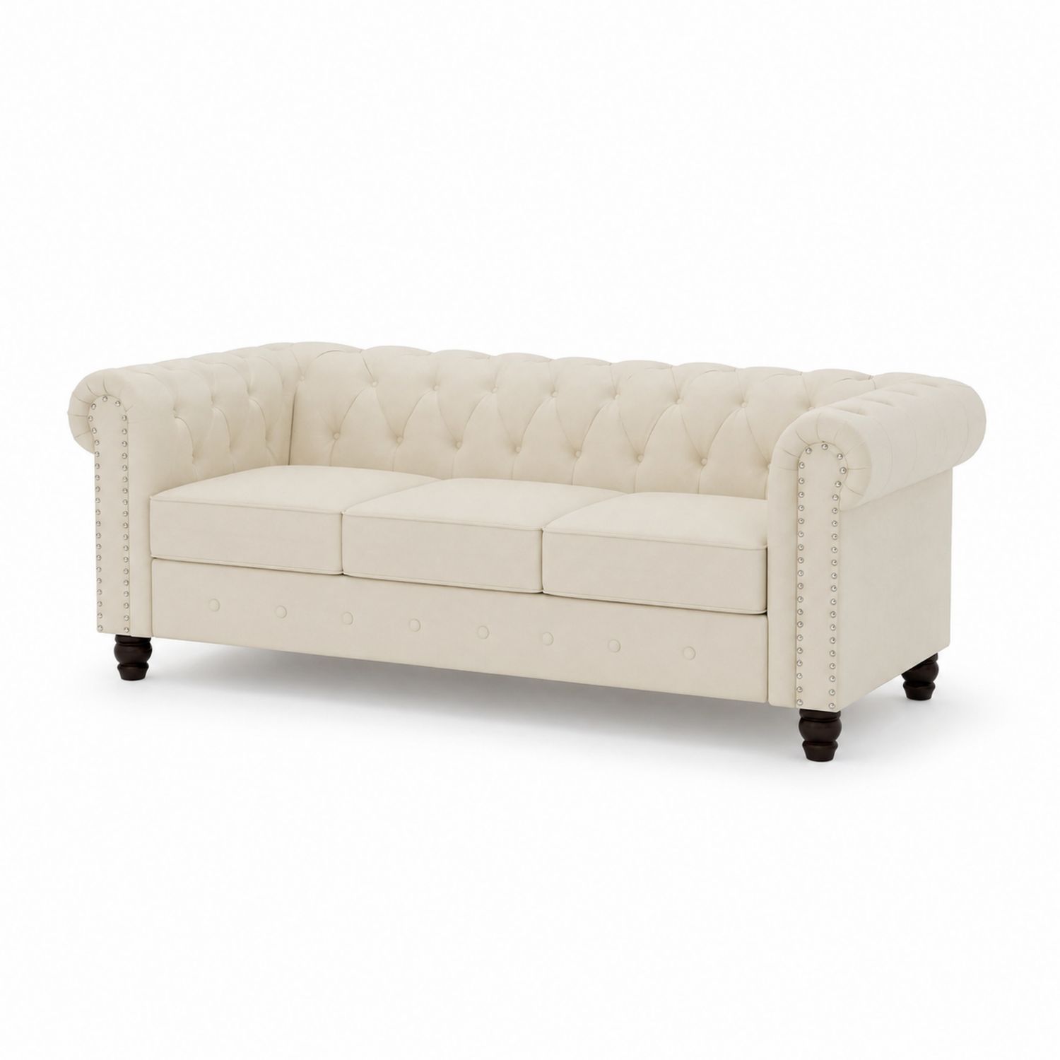 Chesterfield Sofa 3-Sitzer Stoff Beige 210cm