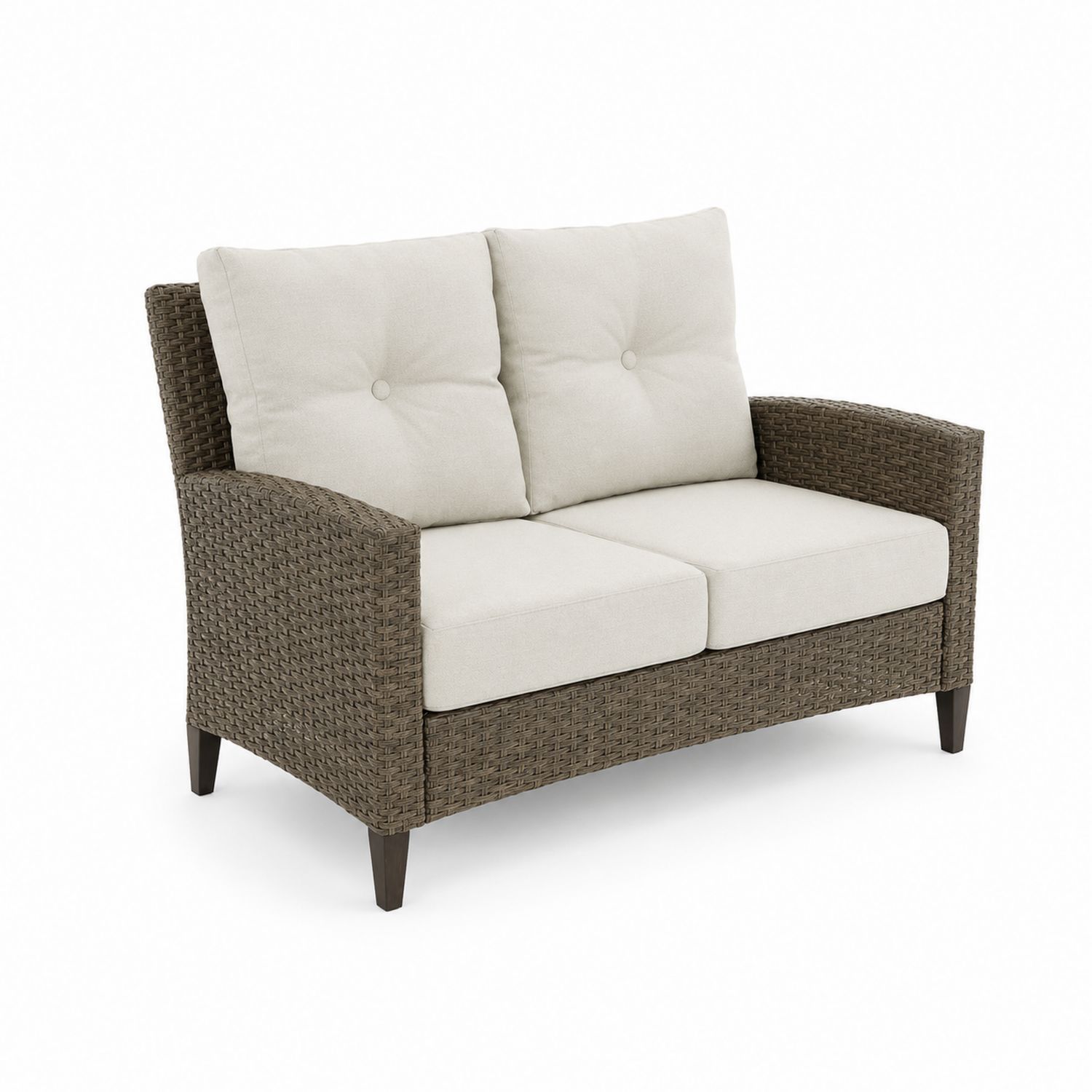 Outdoor Sofa 2-Sitzer Polyrattan und Polyester Beige 140x75x80cm
