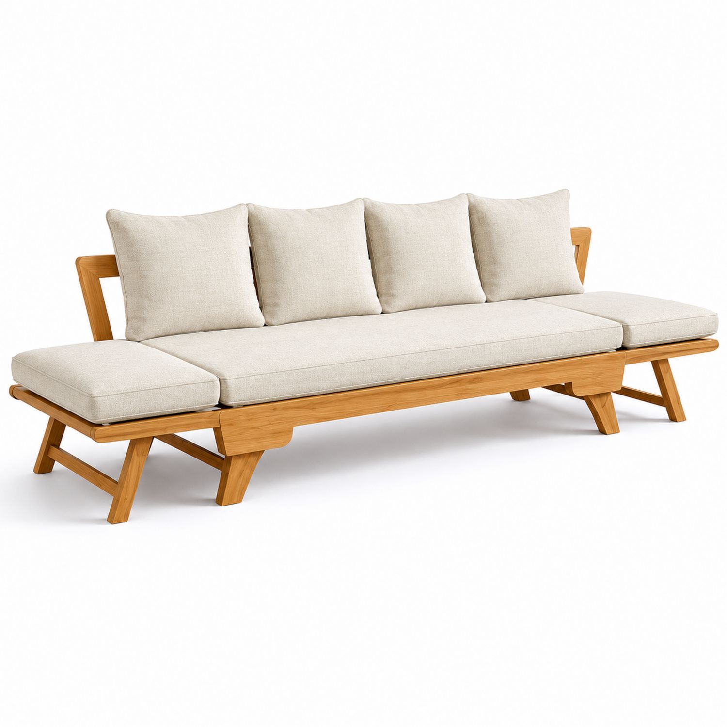 3-Sitzer Sofa aus Akazienholz Beige