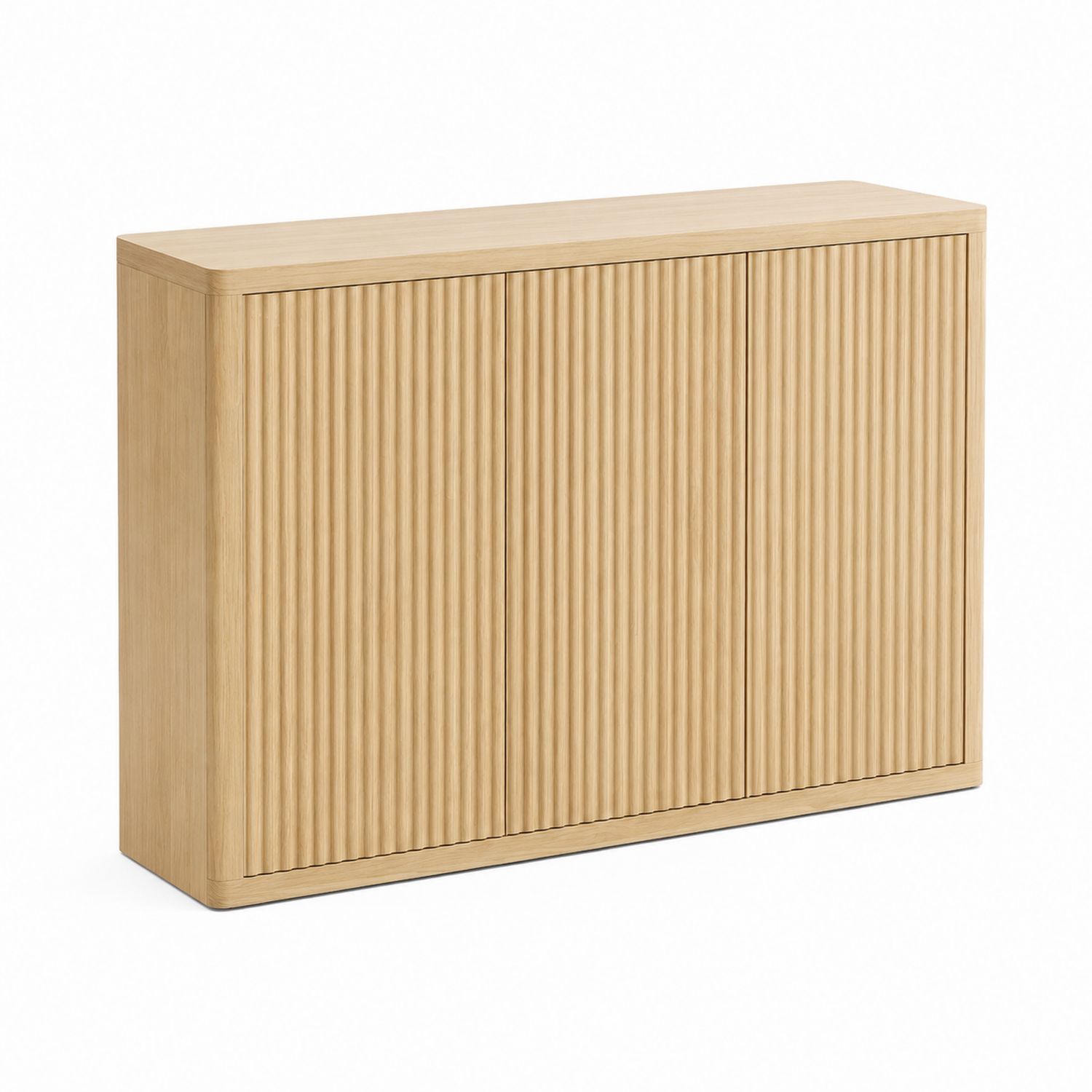 Sideboard Eichenfurnier mit Rillenfront 120x80x40cm Natur