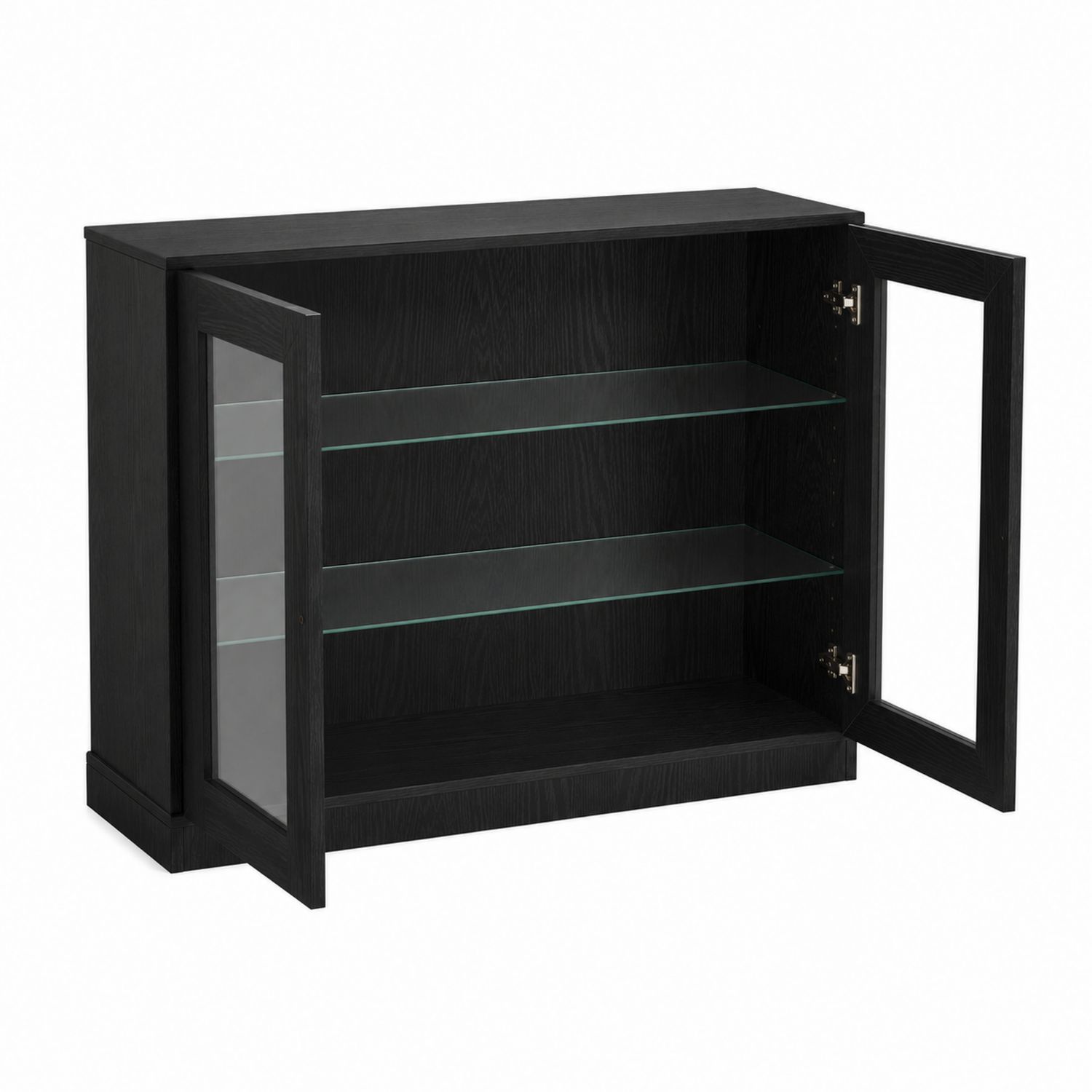 Vitrine mit Glastüren Rechteck Holzfurnier Schwarz