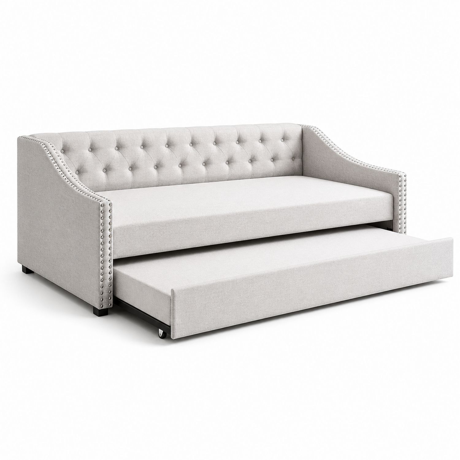 Bettsofa aus Stoff Grau mit Ausziehfunktion