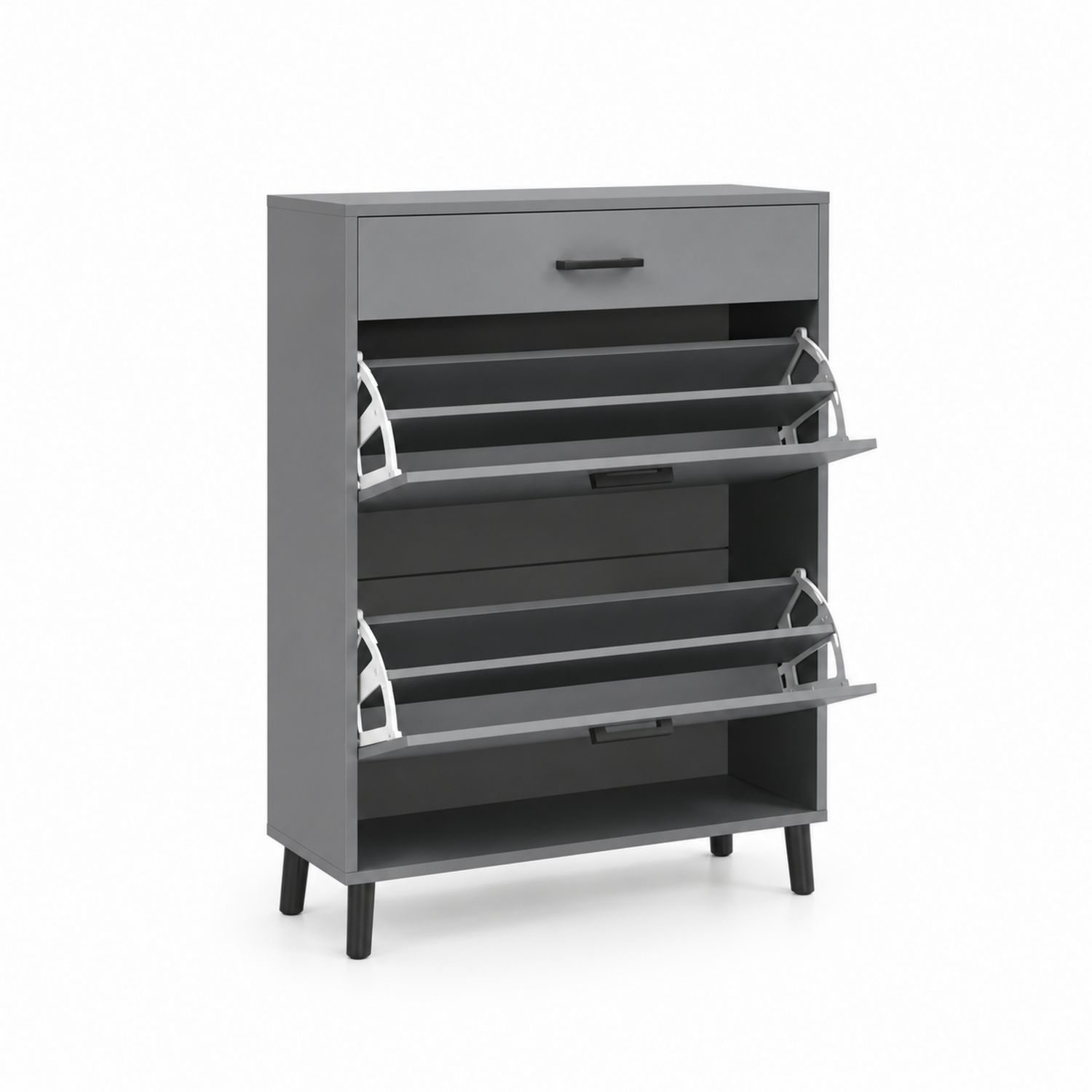 Schuhschrank aus MDF mit Kipptüren Grau