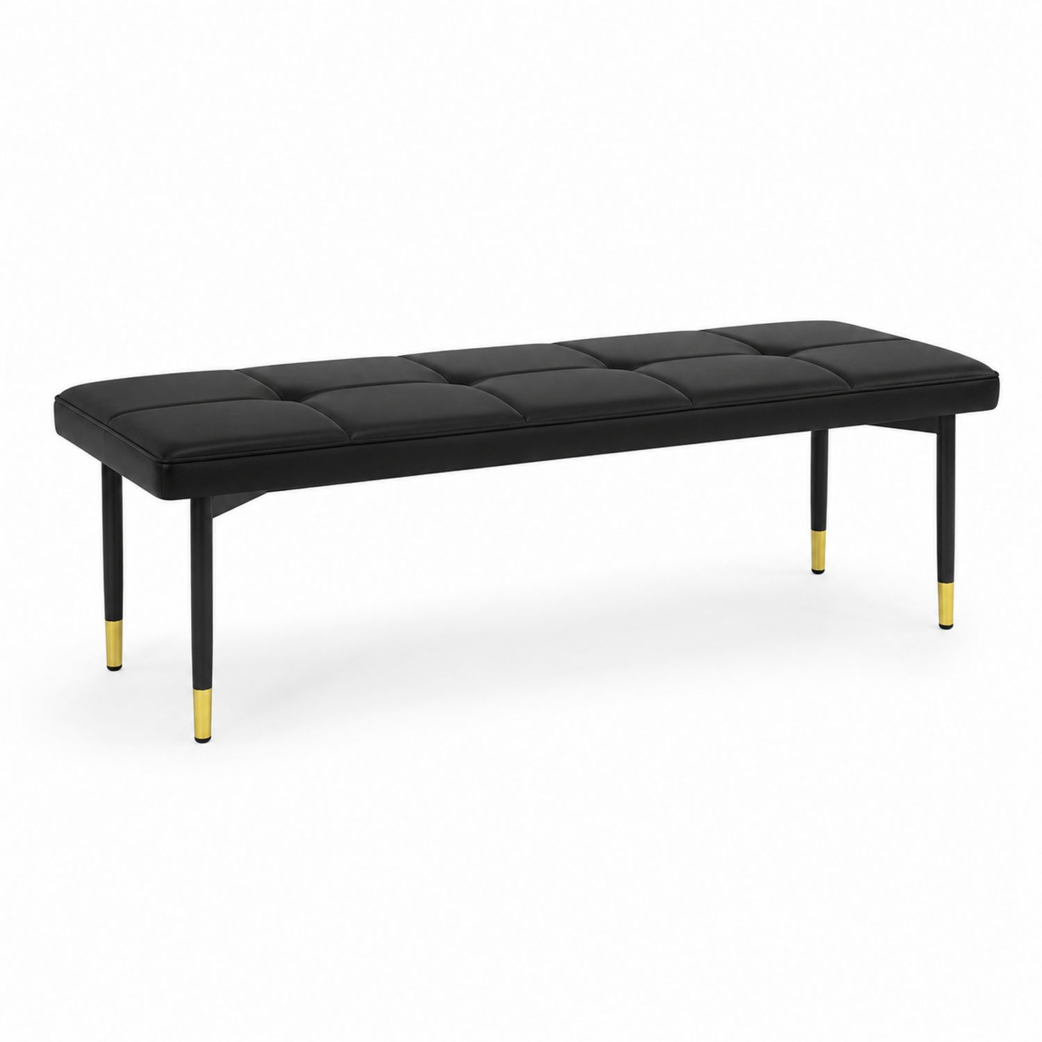 Bank aus Metall und PU-Leder Schwarz/Gold 120x40x45 cm