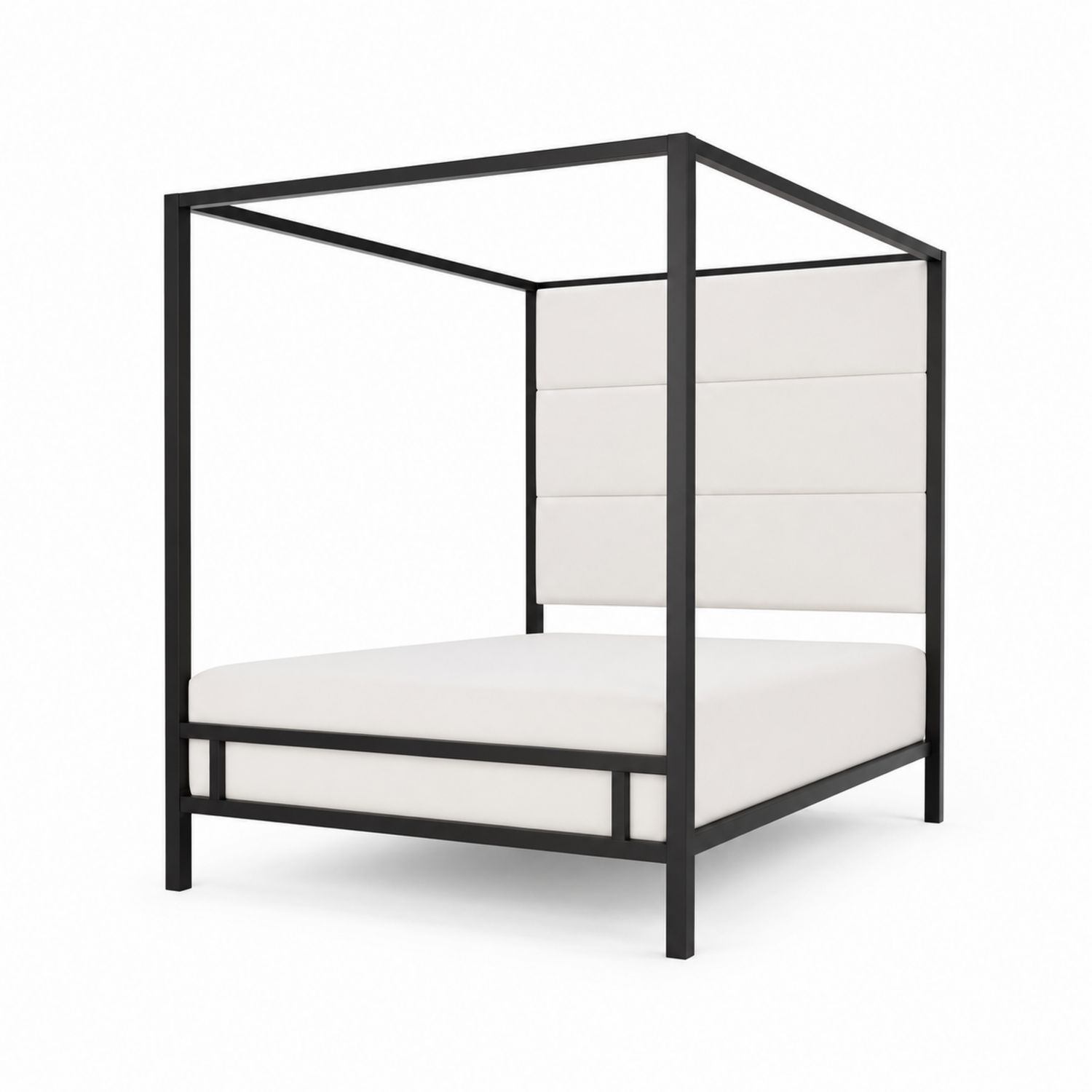 Metallhimmelbett 200x160 cm mit gepolstertem Kopfteil