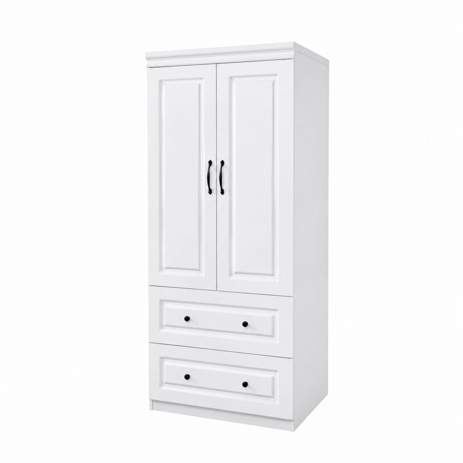 Weißer Kleiderschrank aus MDF mit Doppeltür und Schubladen