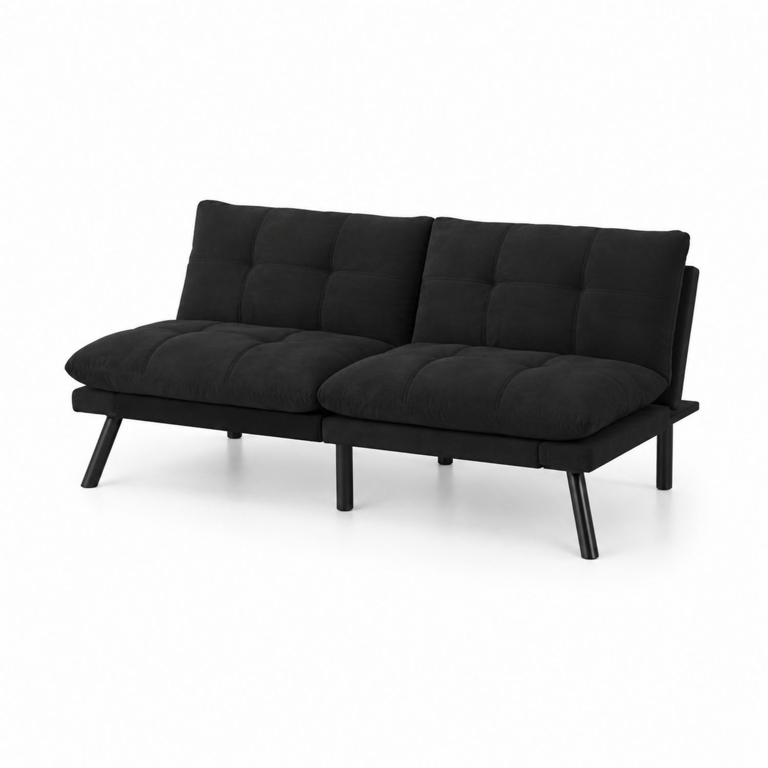 2-Sitzer Schlafsofa Klappbar Schwarz Mikrofaser