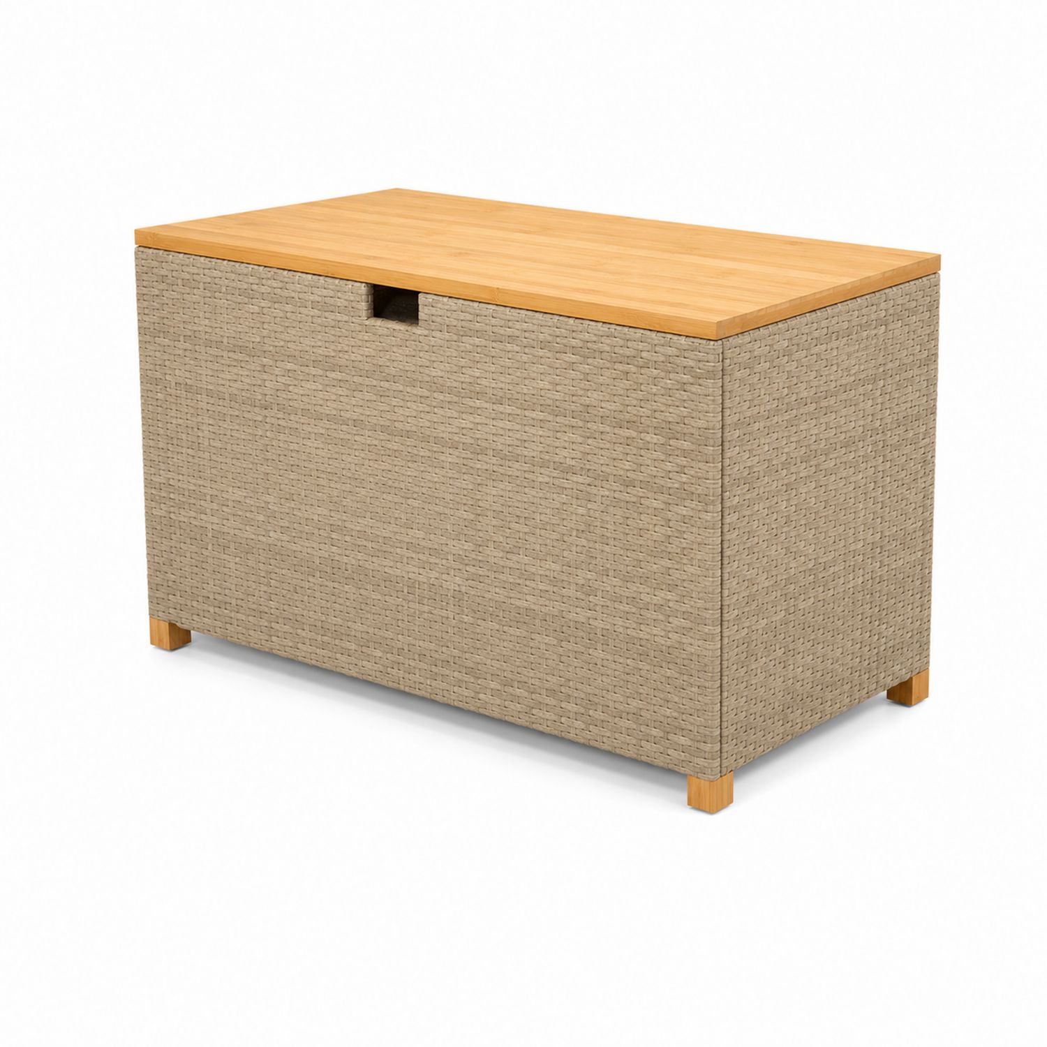 Aufbewahrungsbox Holz Kunststoffgeflecht Beige 120x60x65 cm