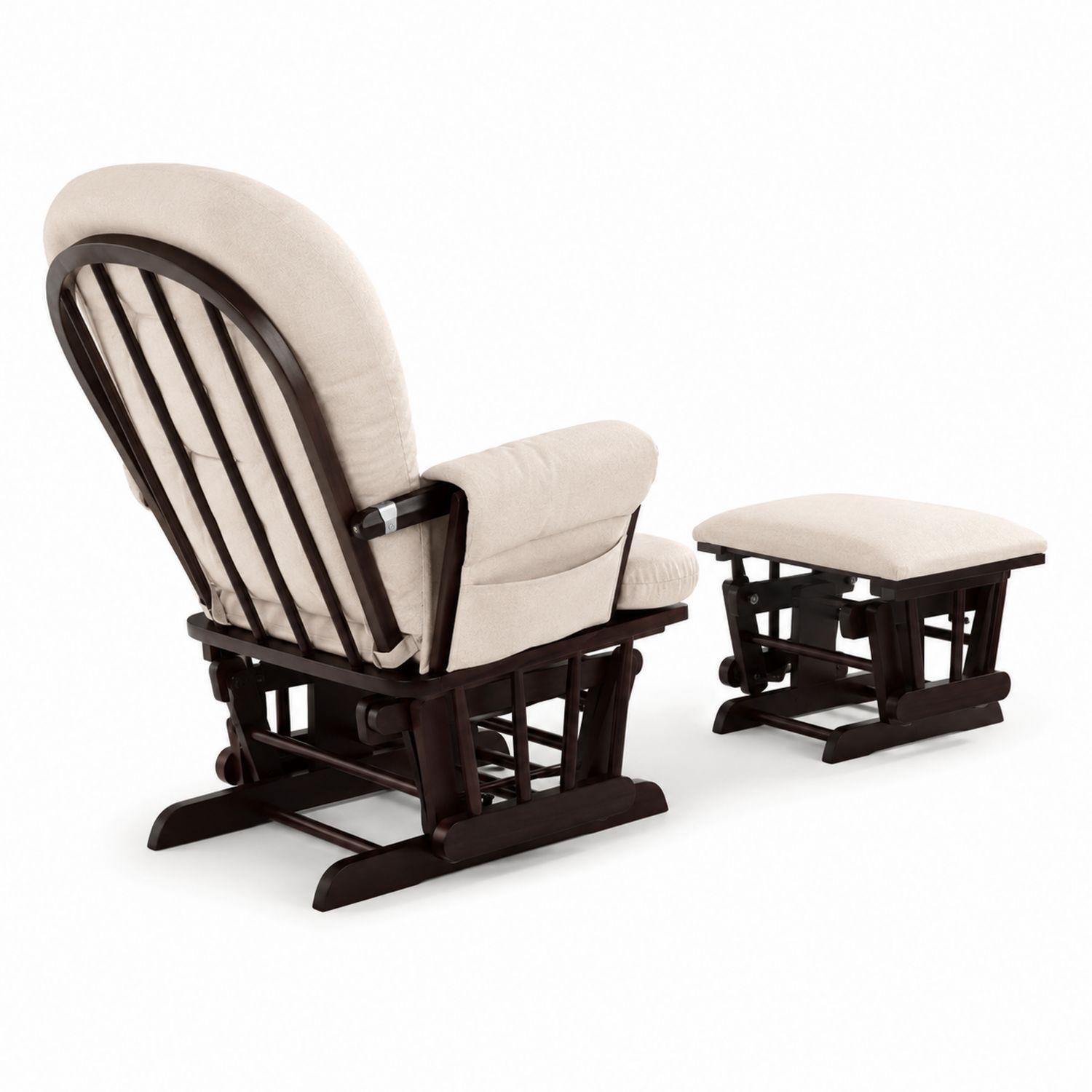 Schaukelstuhlset mit Hocker Holz Textilgewebe Beige