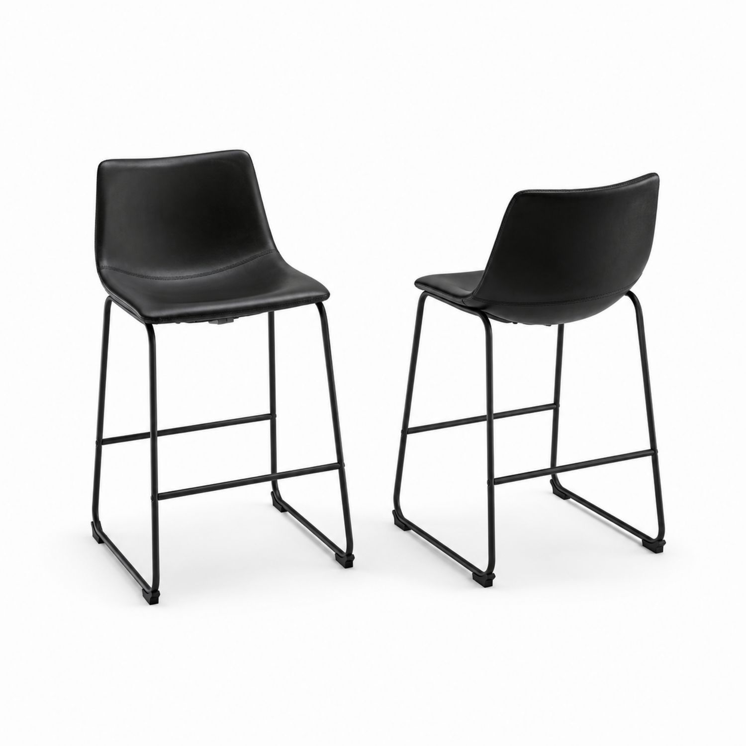 2er Set Barhocker mit Kunstleder-Sitz und Metallgestell Schwarz
