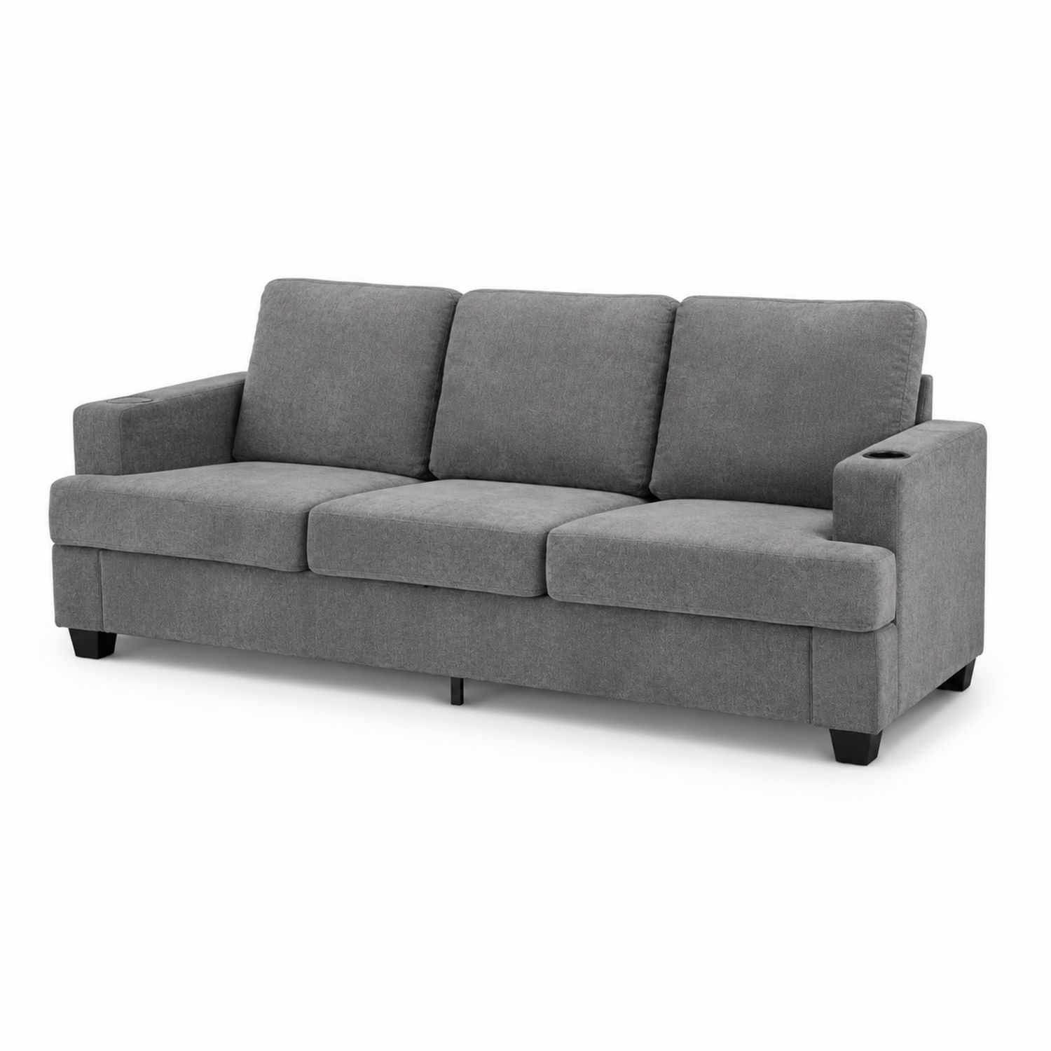 Dreisitziges Sofa Holzstoff Grau 220cm