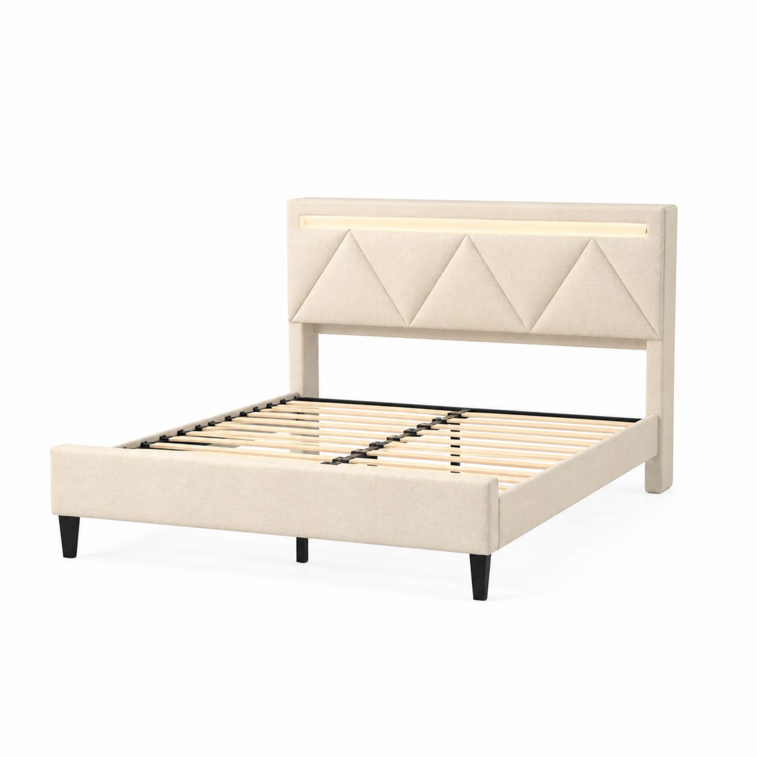 Polsterbett mit Polyesterbezug und MDF-Rahmen Beige 200x160 cm