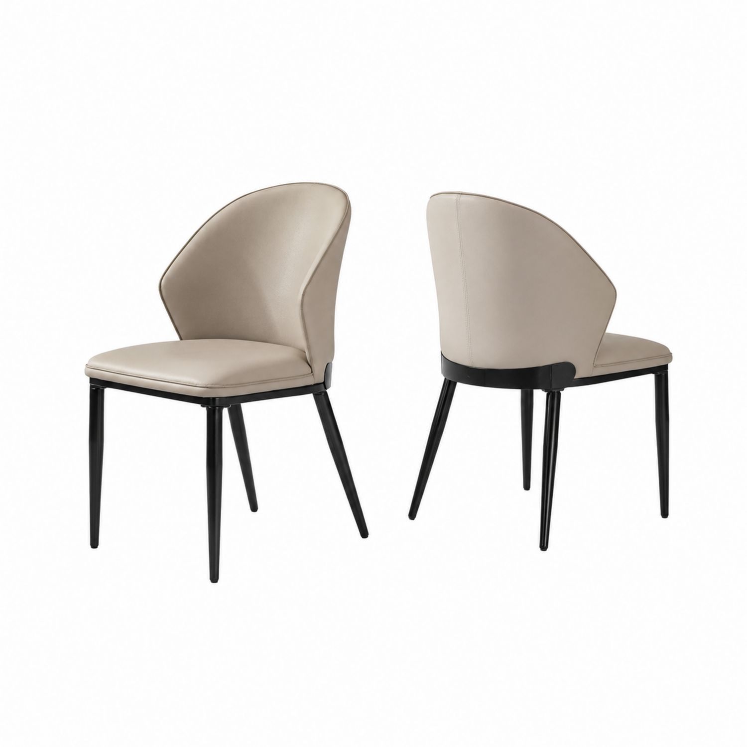 2-teiliges Esszimmerstuhl-Set, Kunstleder, Metall, Beige
