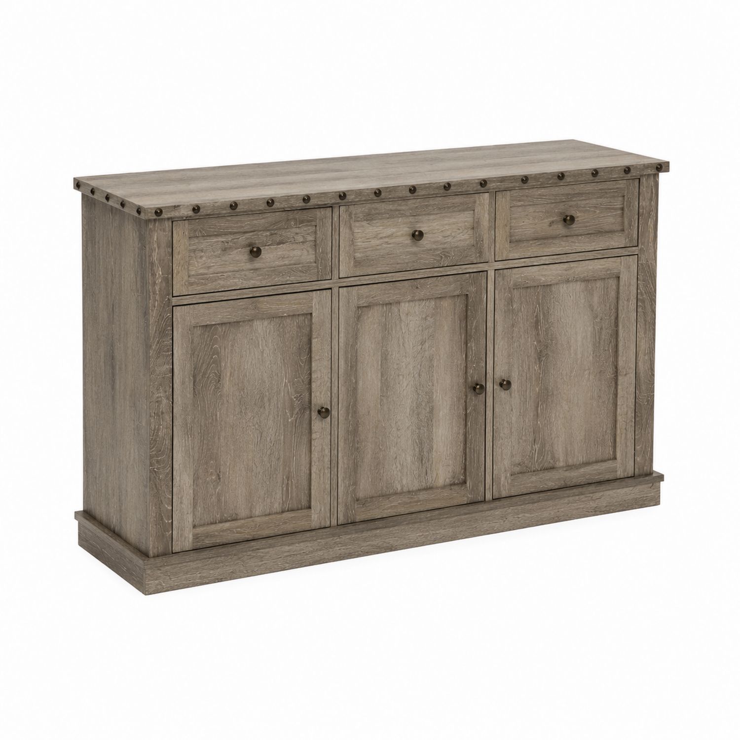 Sideboard Eichenholz 3 Schubladen 3 Türen Grau 120x40x80 cm