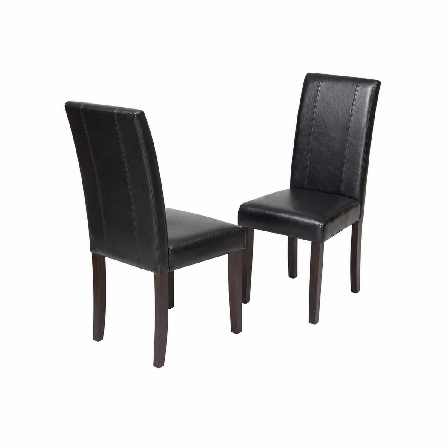 Esszimmerstuhl Set aus Holz und Kunstleder, Schwarz