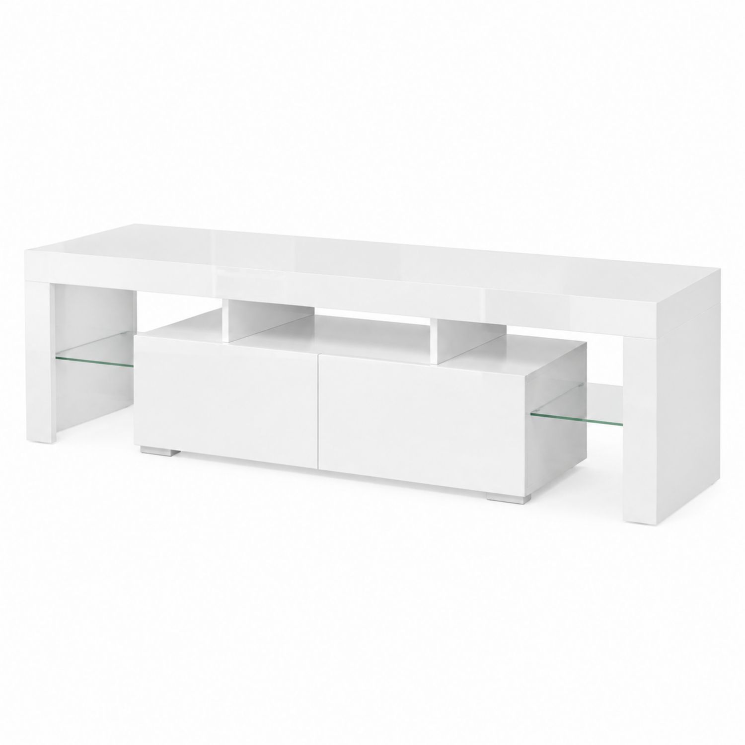 TV-Schrank aus MDF mit gehärtetem Glas 180 cm Weiß