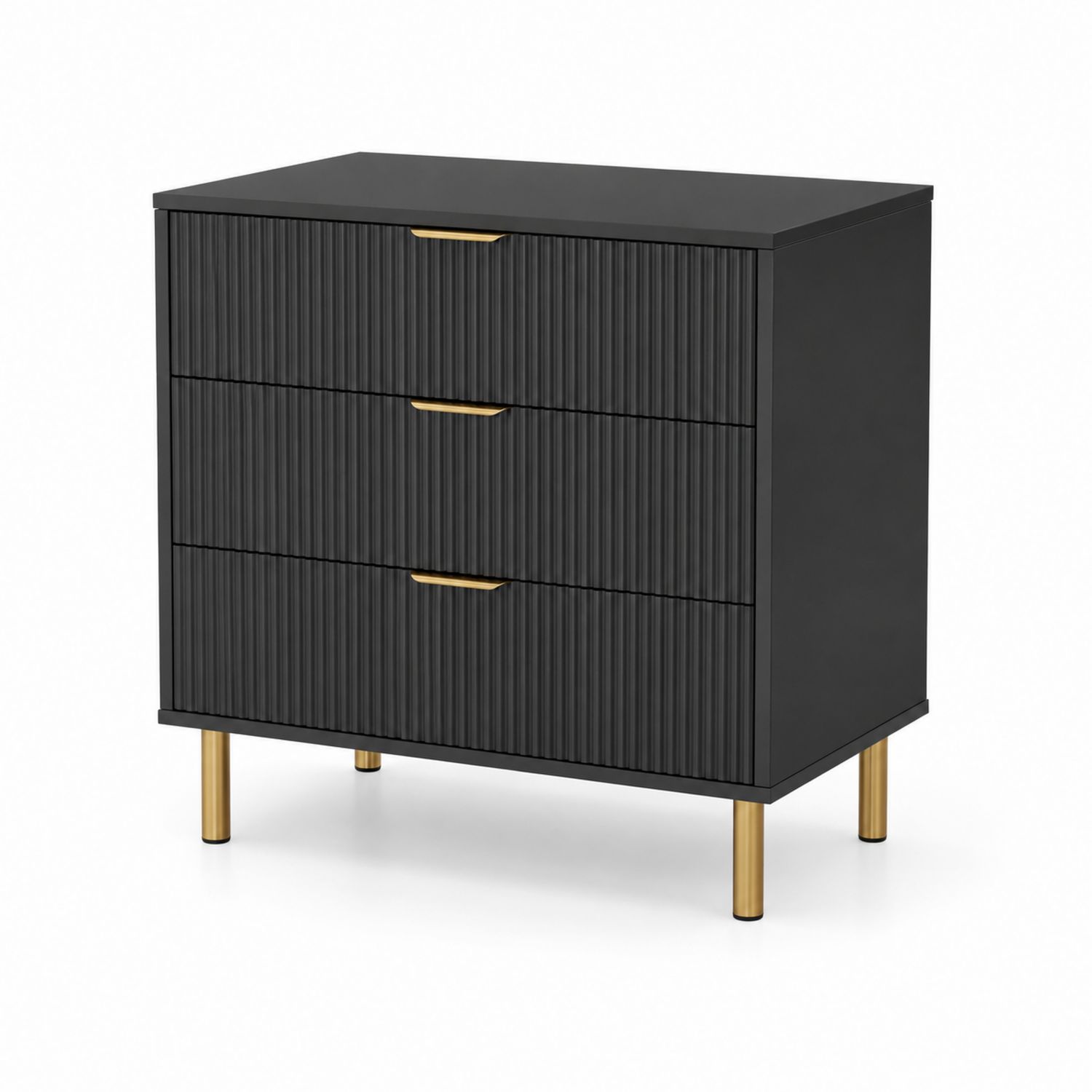 Kommode MDF Metall Schwarz Gold 80 cm x 40 cm x 90 cm
