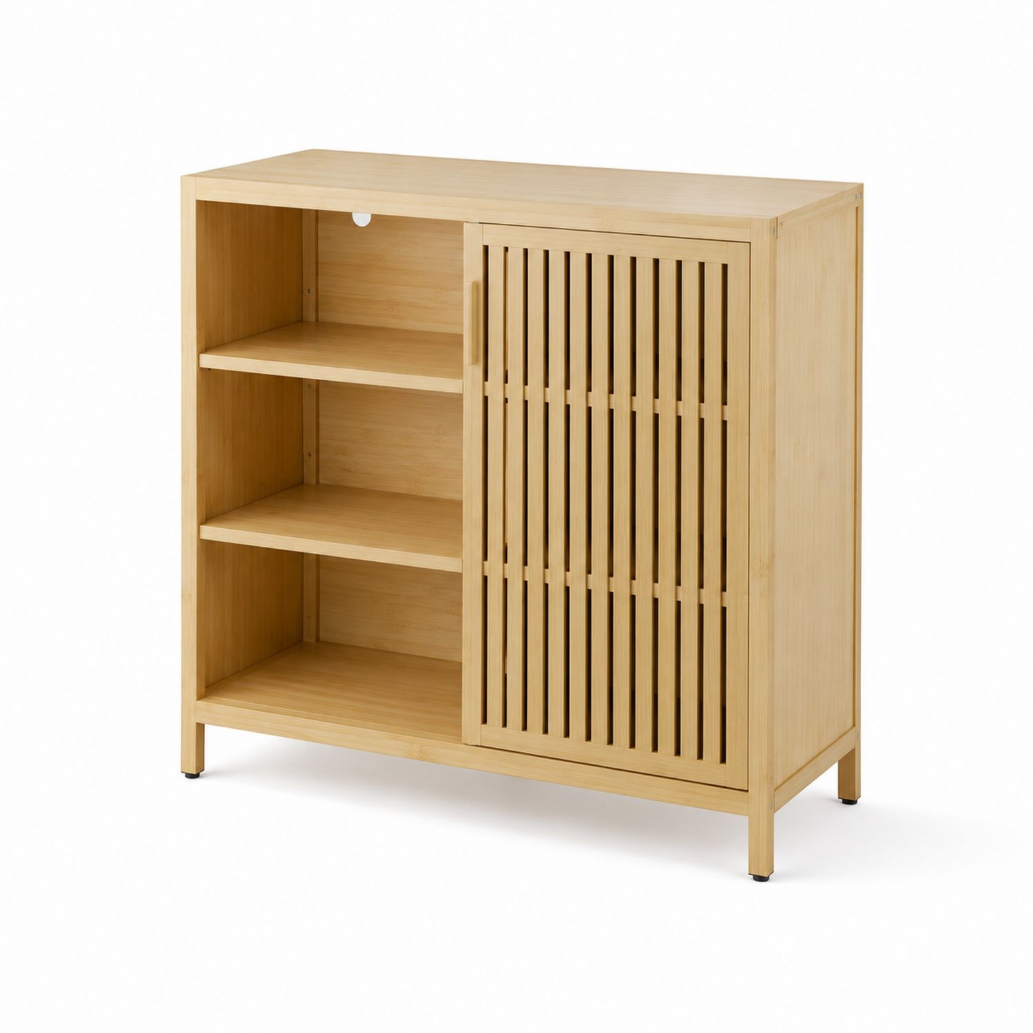 Bambus Sideboard mit Schiebetüren 90x35x80 cm Natur