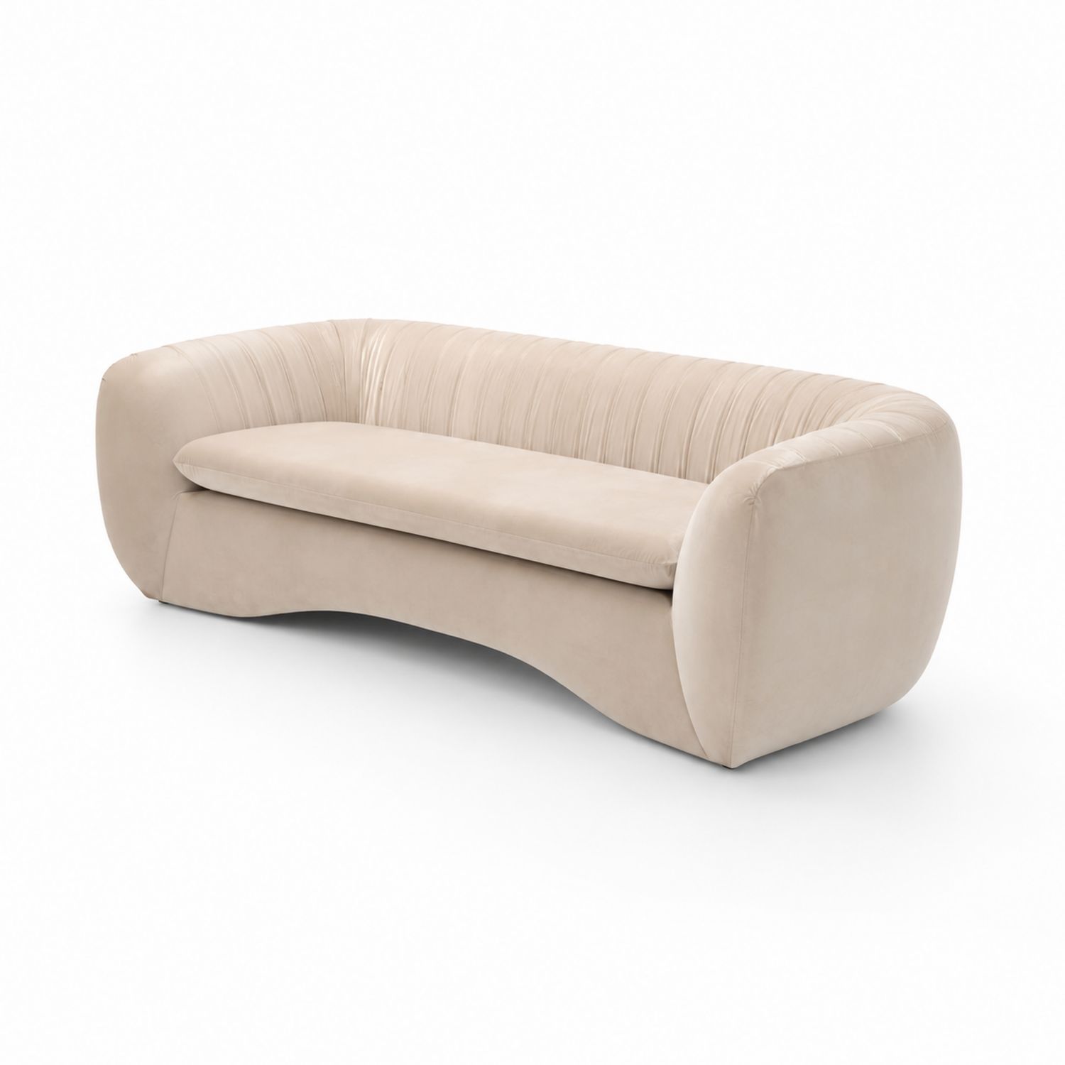 3-Sitzer Sofa gebogen Stoff Beige 220 cm