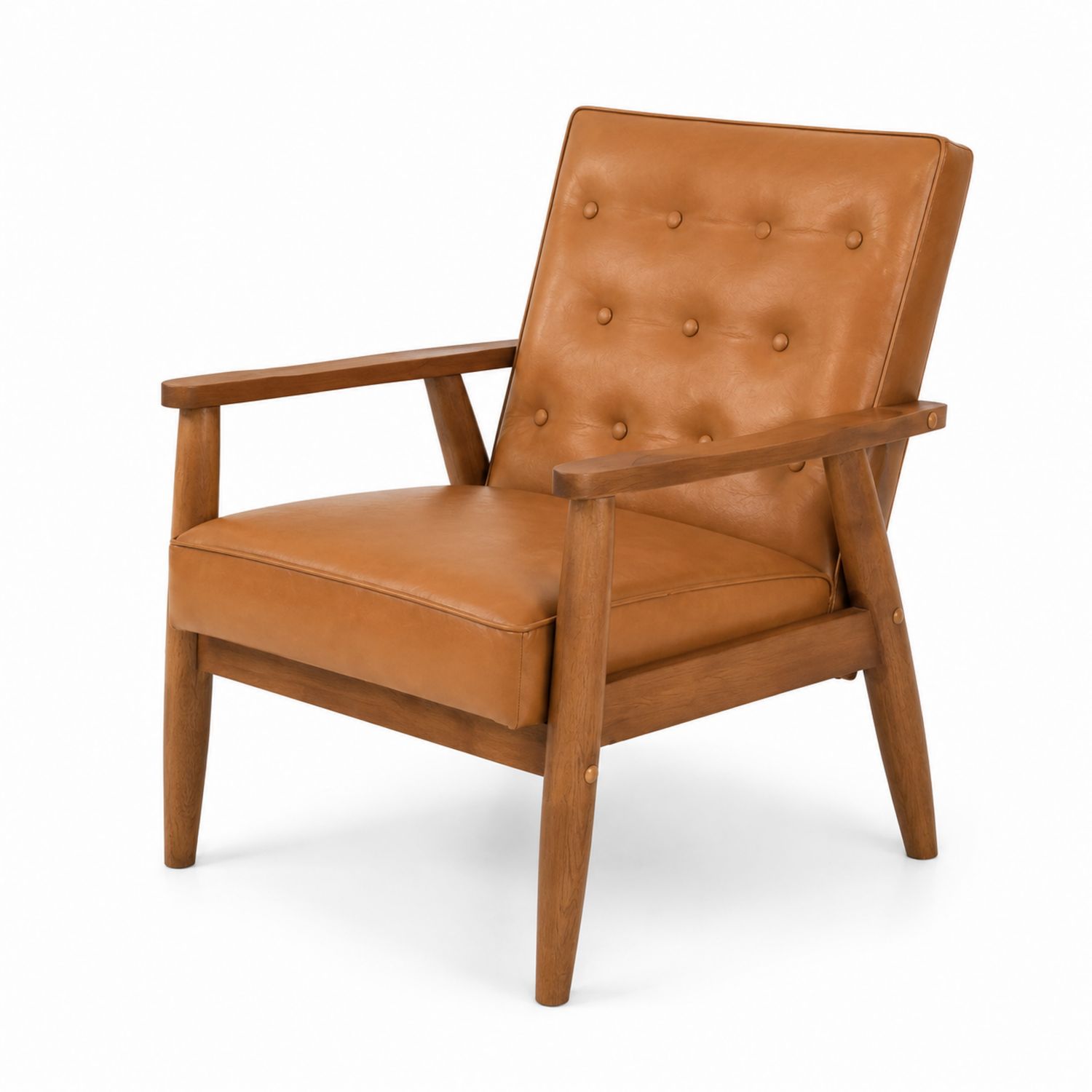 Holz und Leder Sessel Braun 78cm x 76cm x 82cm