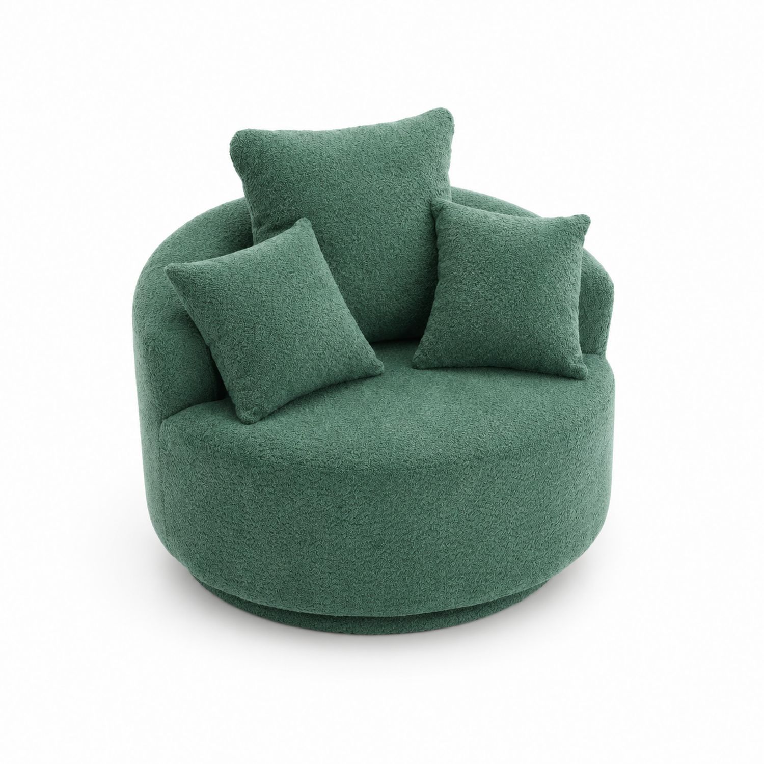 Rundes Sofa mit Bouclé-Polyester Kissen Grün 120 cm