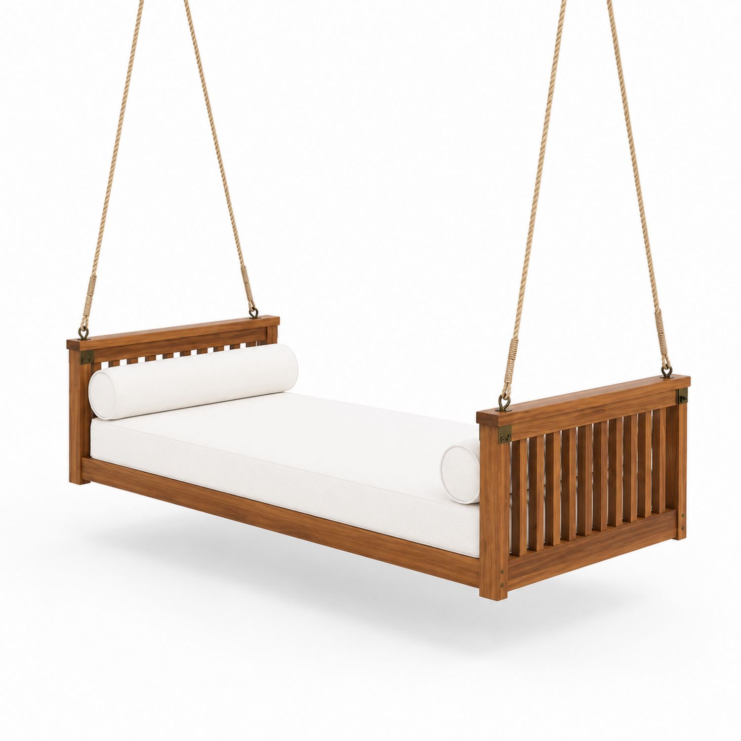 Hängesofa aus Holz mit Kissen Weiß 200 cm