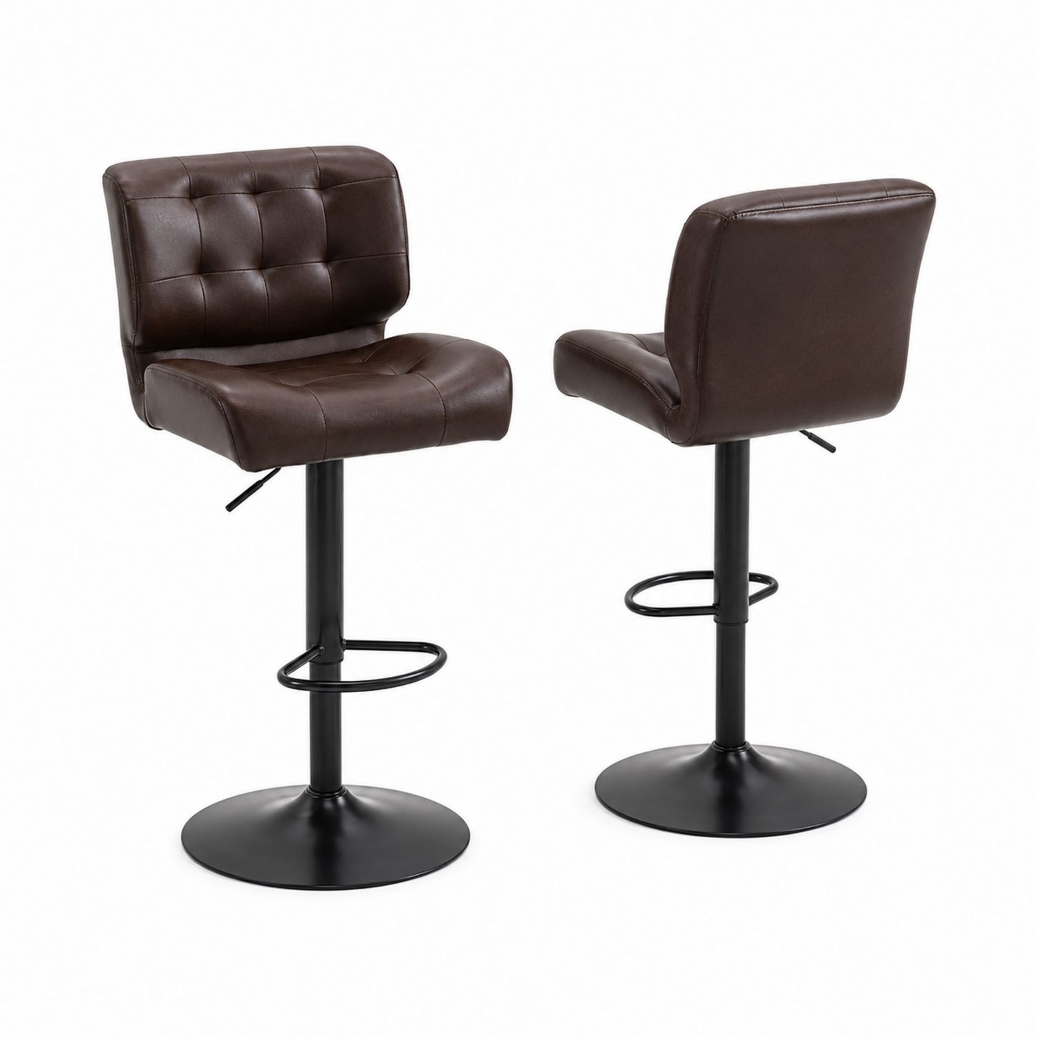 2er-Set Barhocker Kunstleder Braun mit Fußstütze