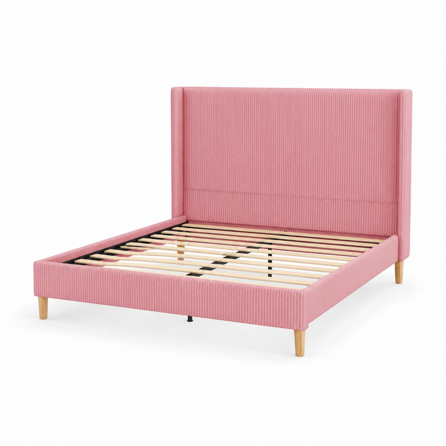 Bett mit Kopfteil aus Cordstoff 200x160 cm