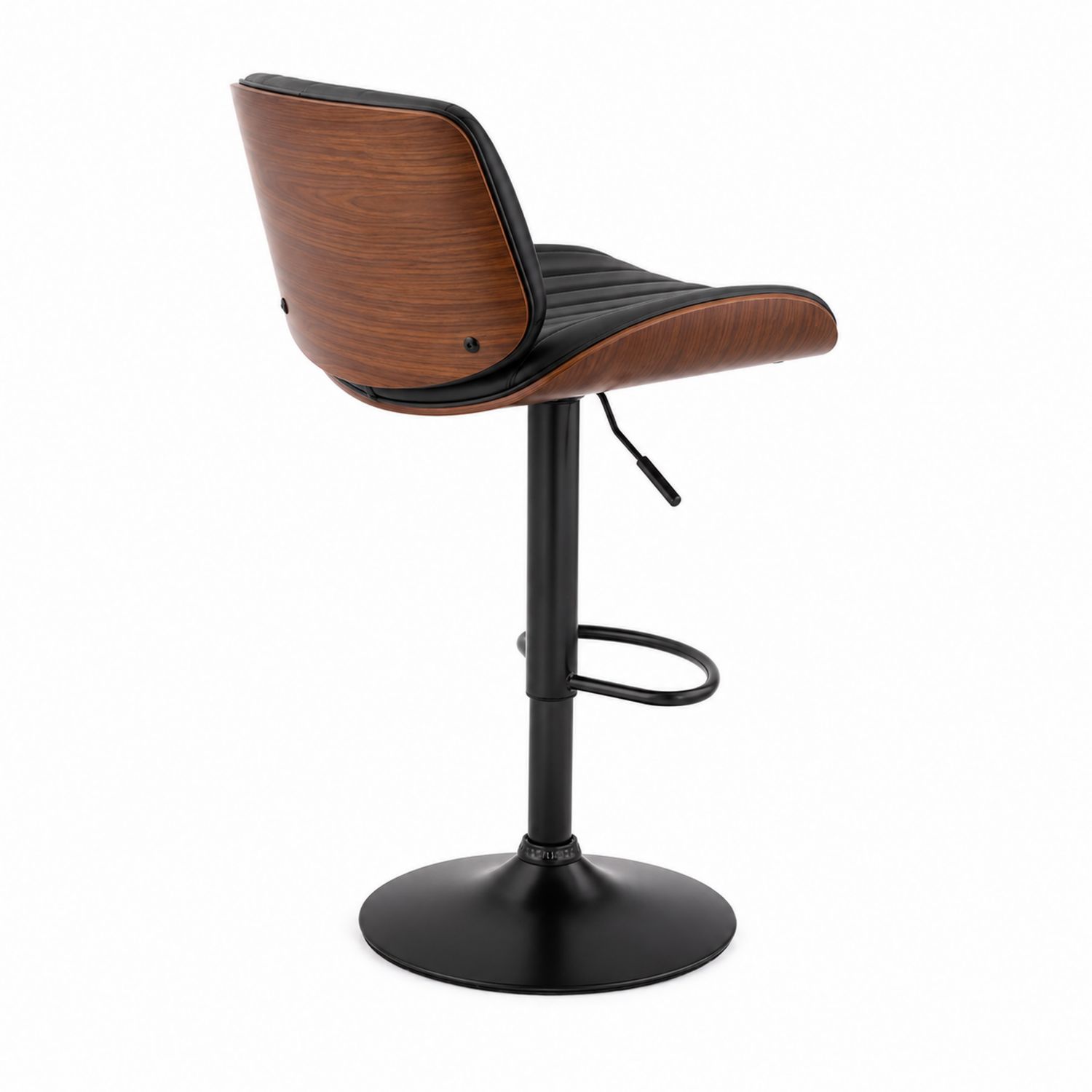 Barhocker mit Kunstleder-Sitz, Holzoptik, Schwarz
