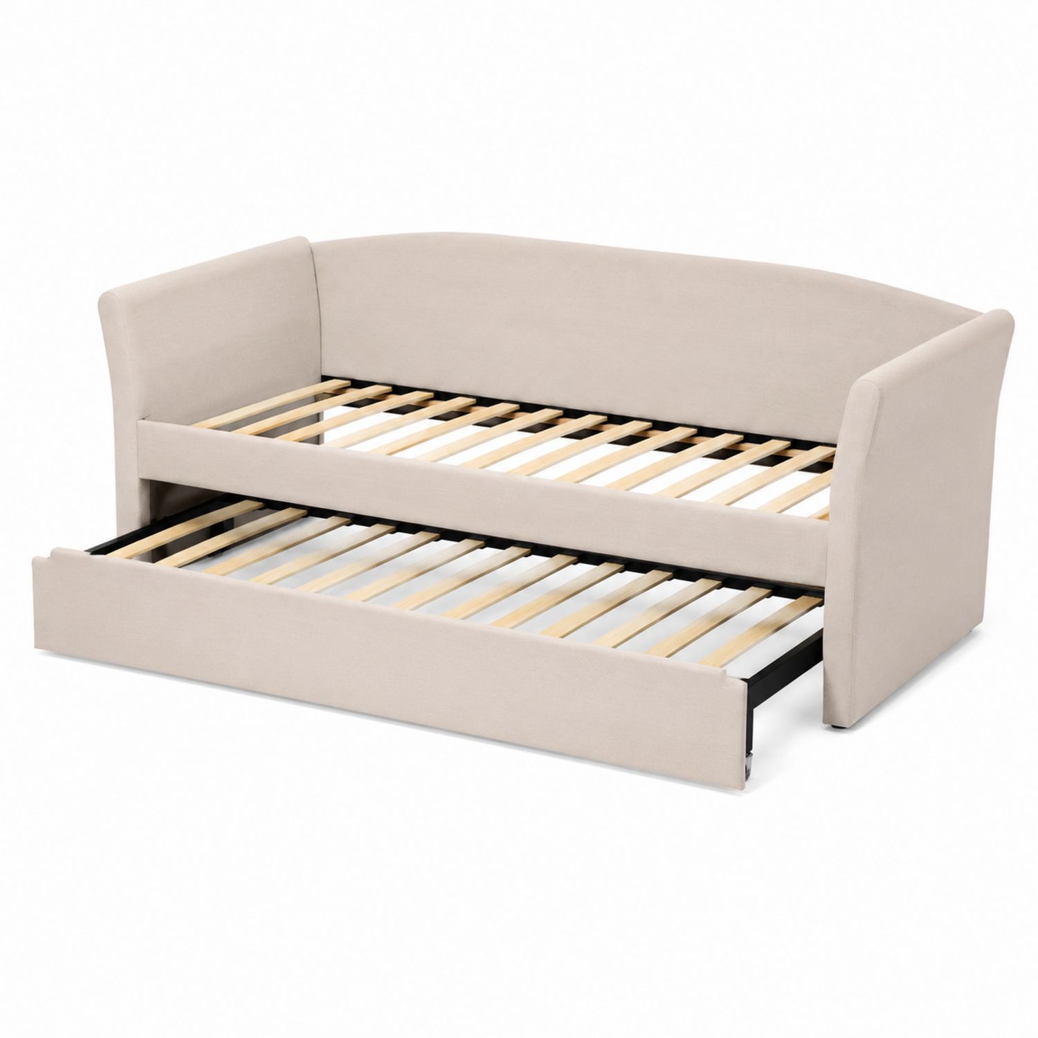 Stoffbett mit Ausziehbett 200x90 cm Beige