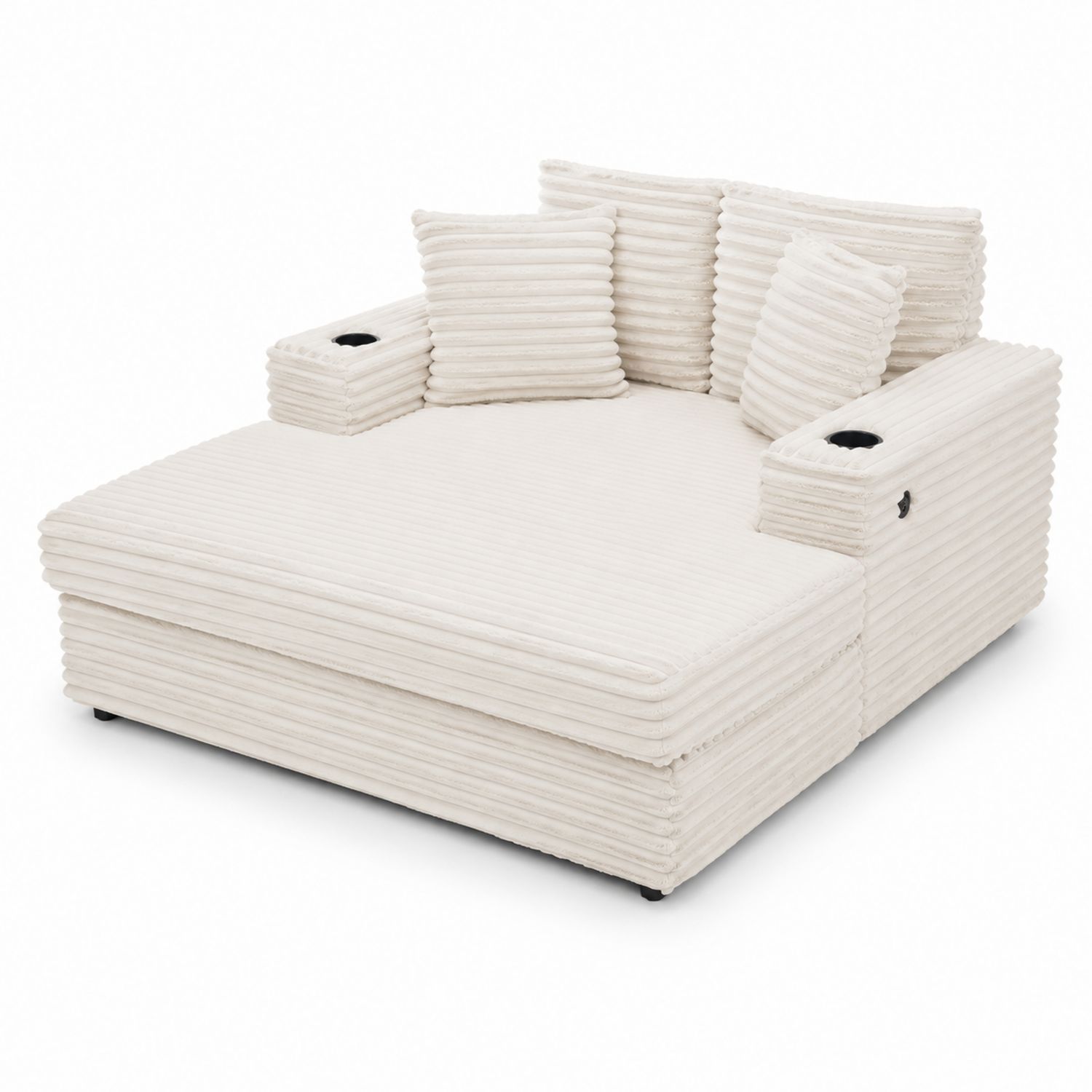 Cord Sofa Ecksofa 200x140 cm Creme