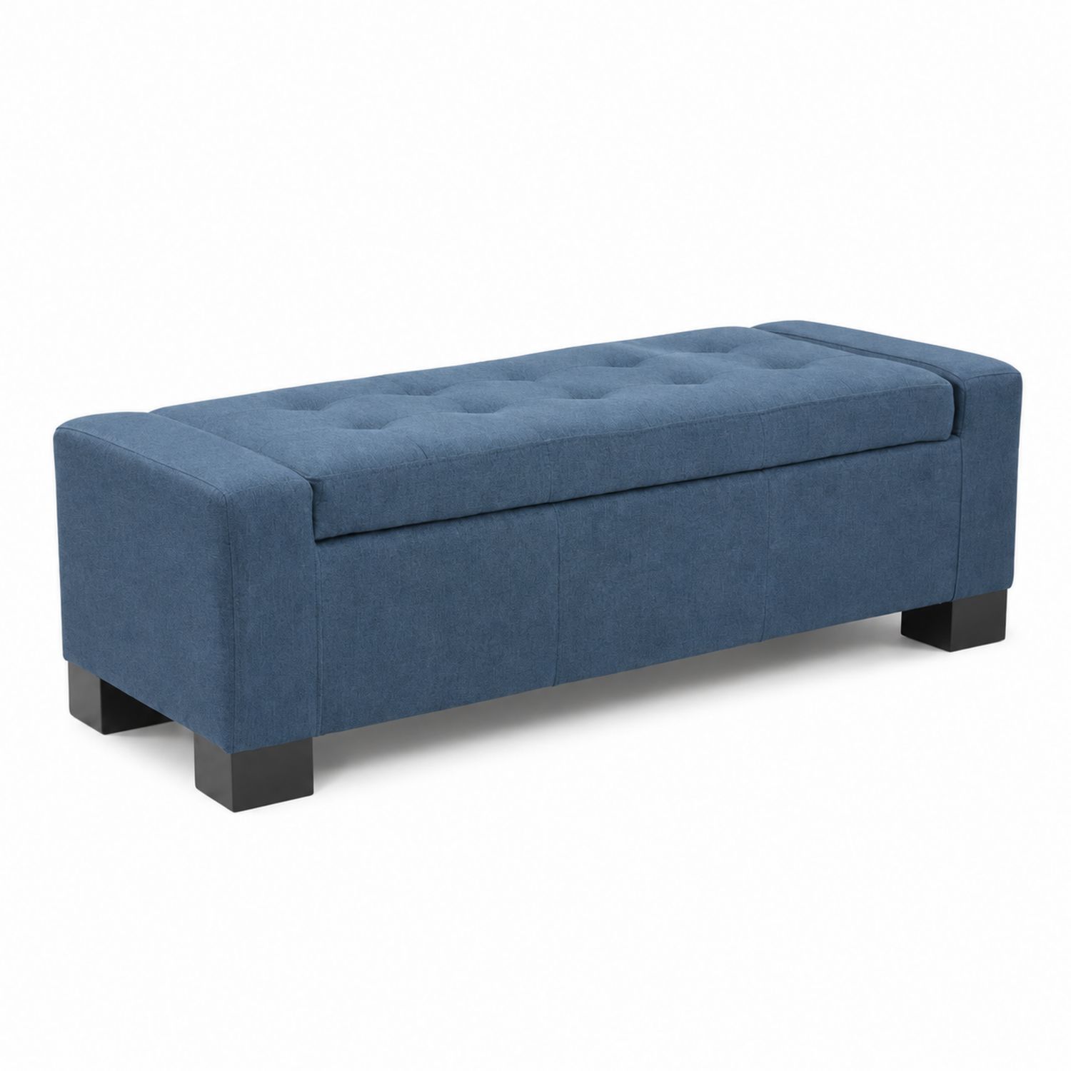Sitzbank aus Holz und Polyester mit Stauraum 120x40x45 cm Blau