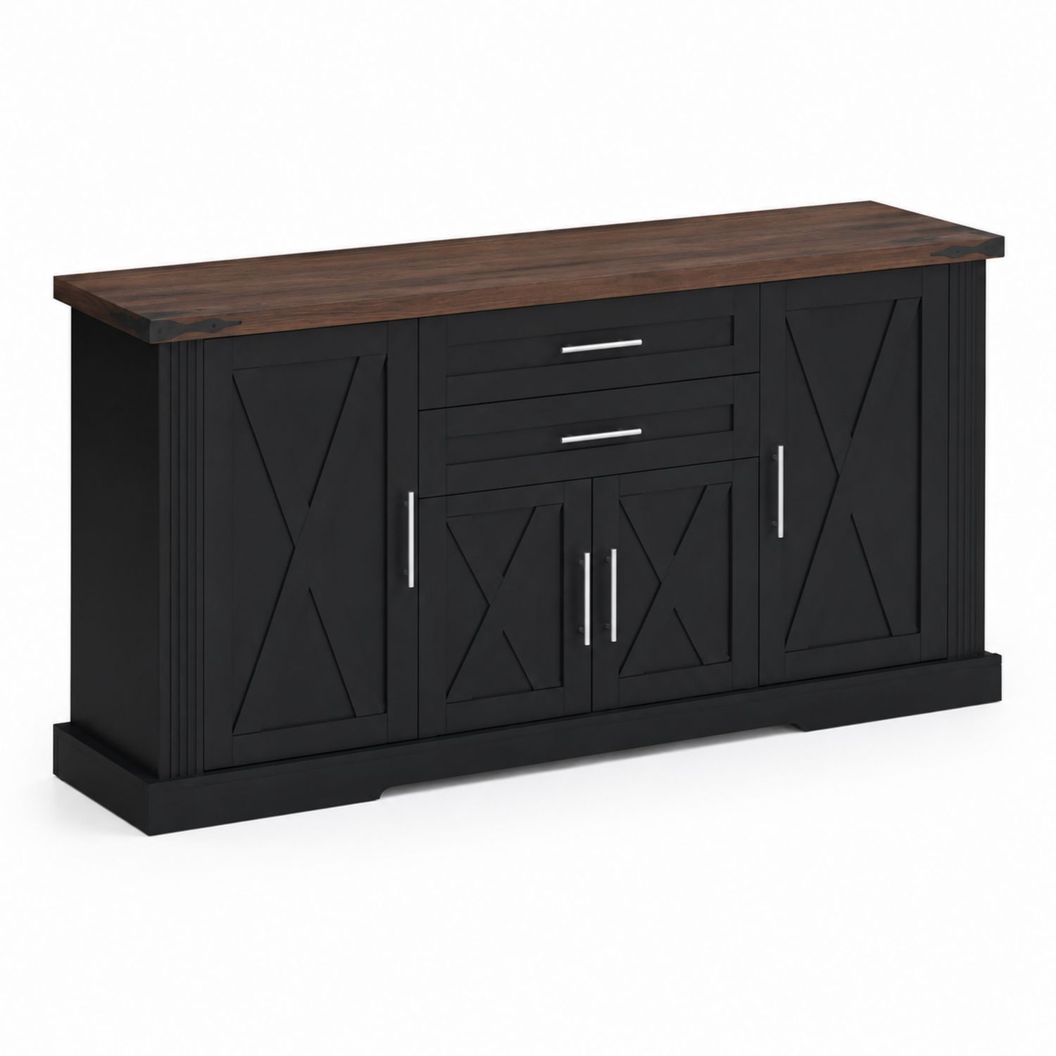 Sideboard Holz Metall 150x40x85 cm Schwarz Dunkelbraun