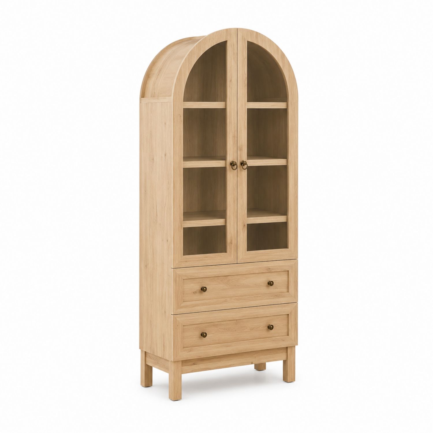 Vitrinenschrank Eichenholz Sicherheitsglas Natur 190cm