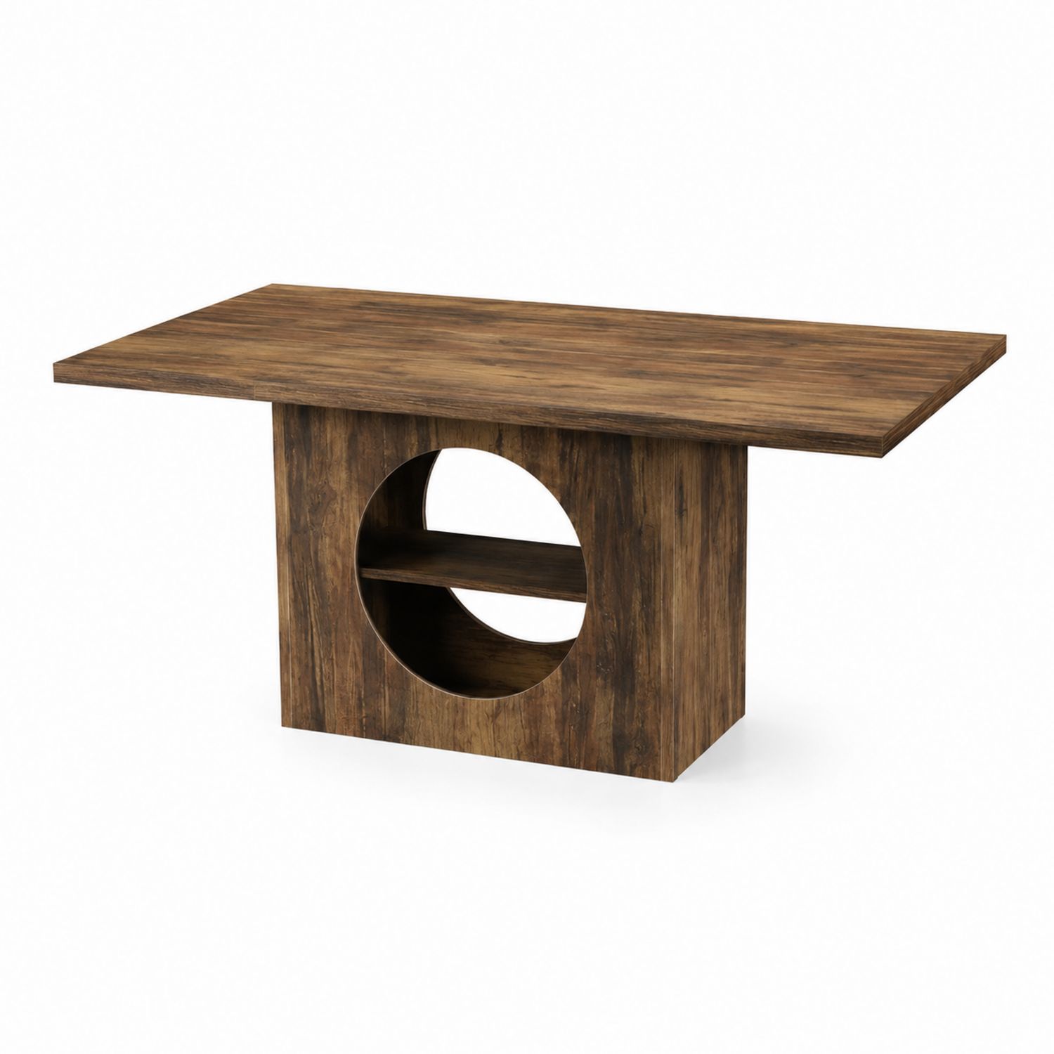 Esstisch aus Mangoholz mit rundem Ausschnitt Braun 180x90x76 cm